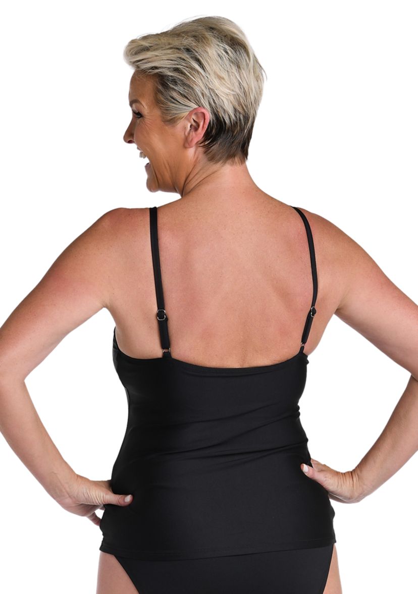 Black Cutout High Neck Swim Top 