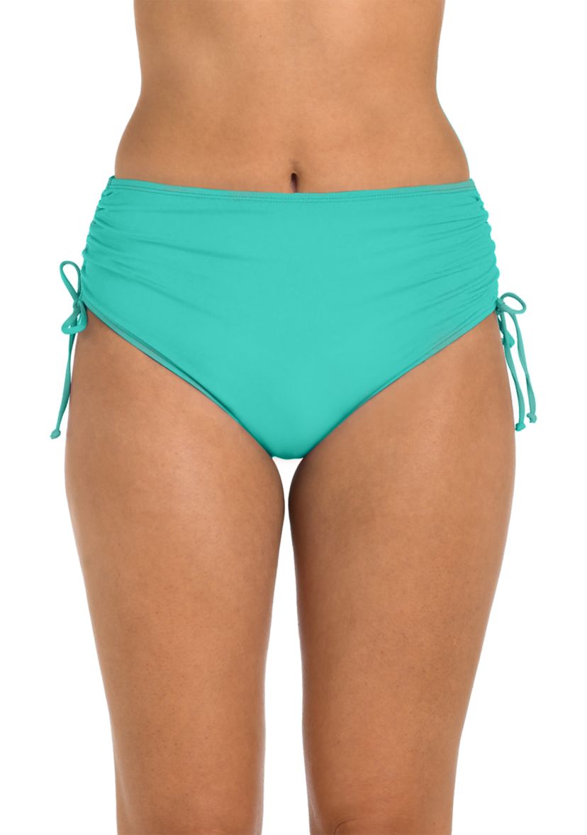 Solid Adjustable Mid Rise Swim Bottoms