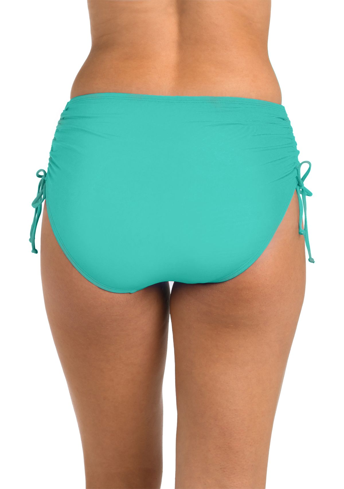 Solid Adjustable Mid Rise Swim Bottoms