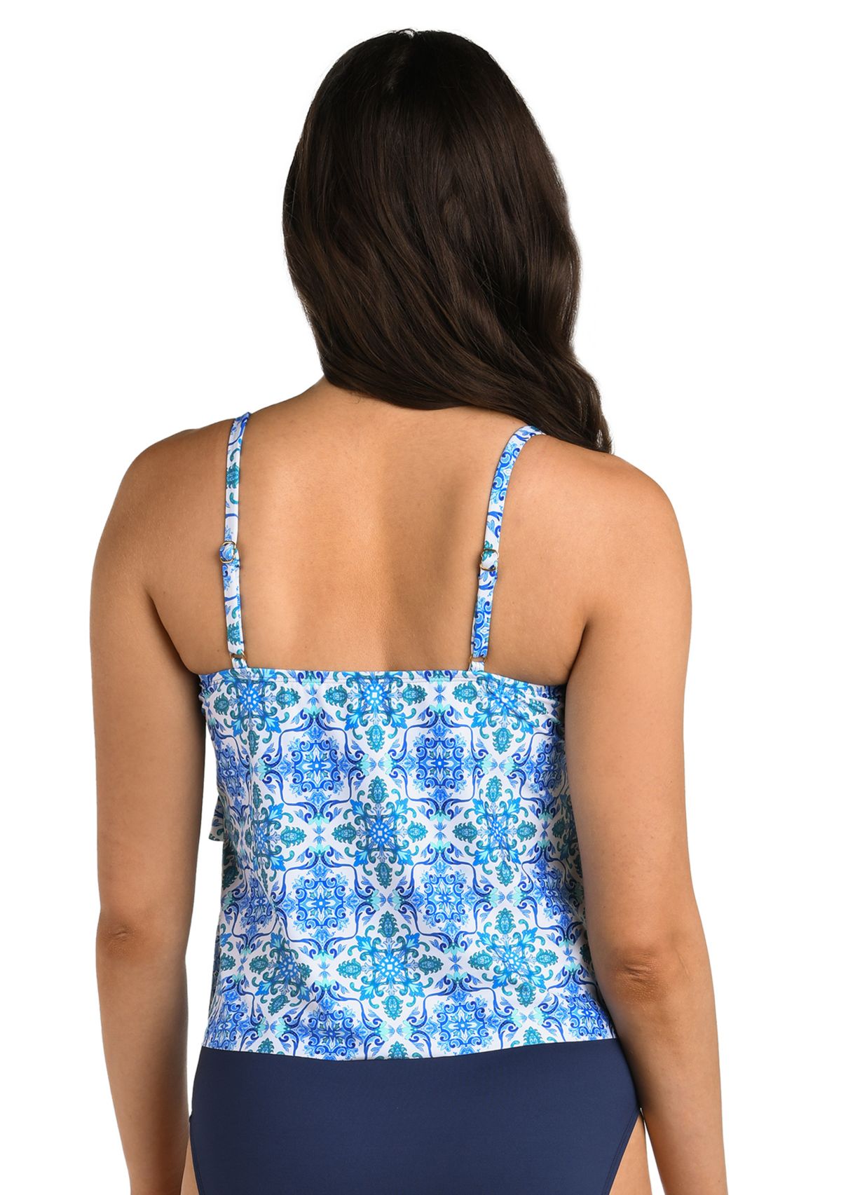 Beachside Tile Tiered Tankini Swim Top