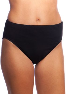 Solid Mid Waist Bikini Swim Bottoms