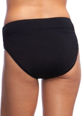 Solid Mid Waist Bikini Swim Bottoms