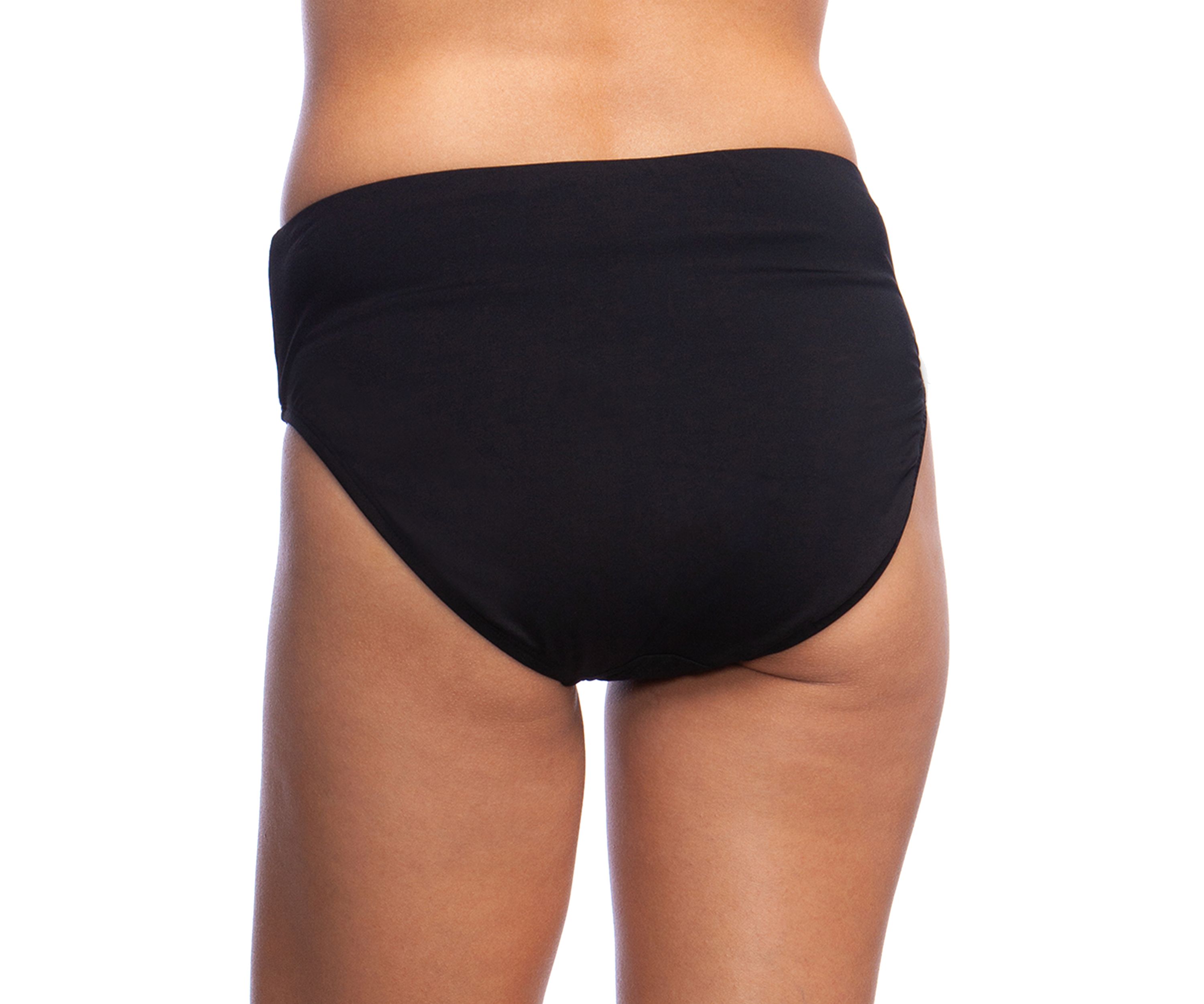 Solid Mid Waist Bikini Swim Bottoms