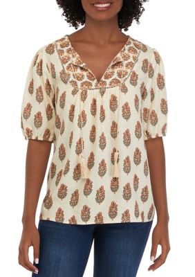 Wonderly Women's Linen Bib Peasant Top | belk