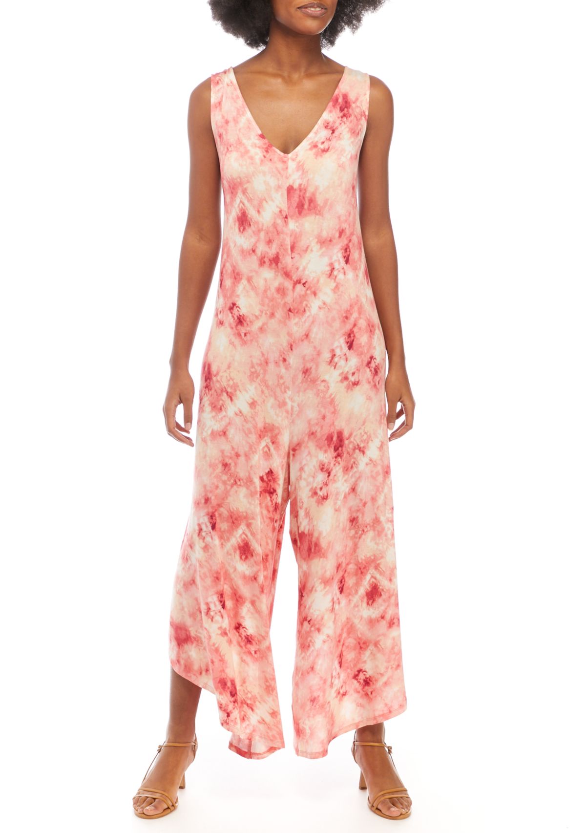 Womens Sleeveless Tie Dye Jumpsuit 