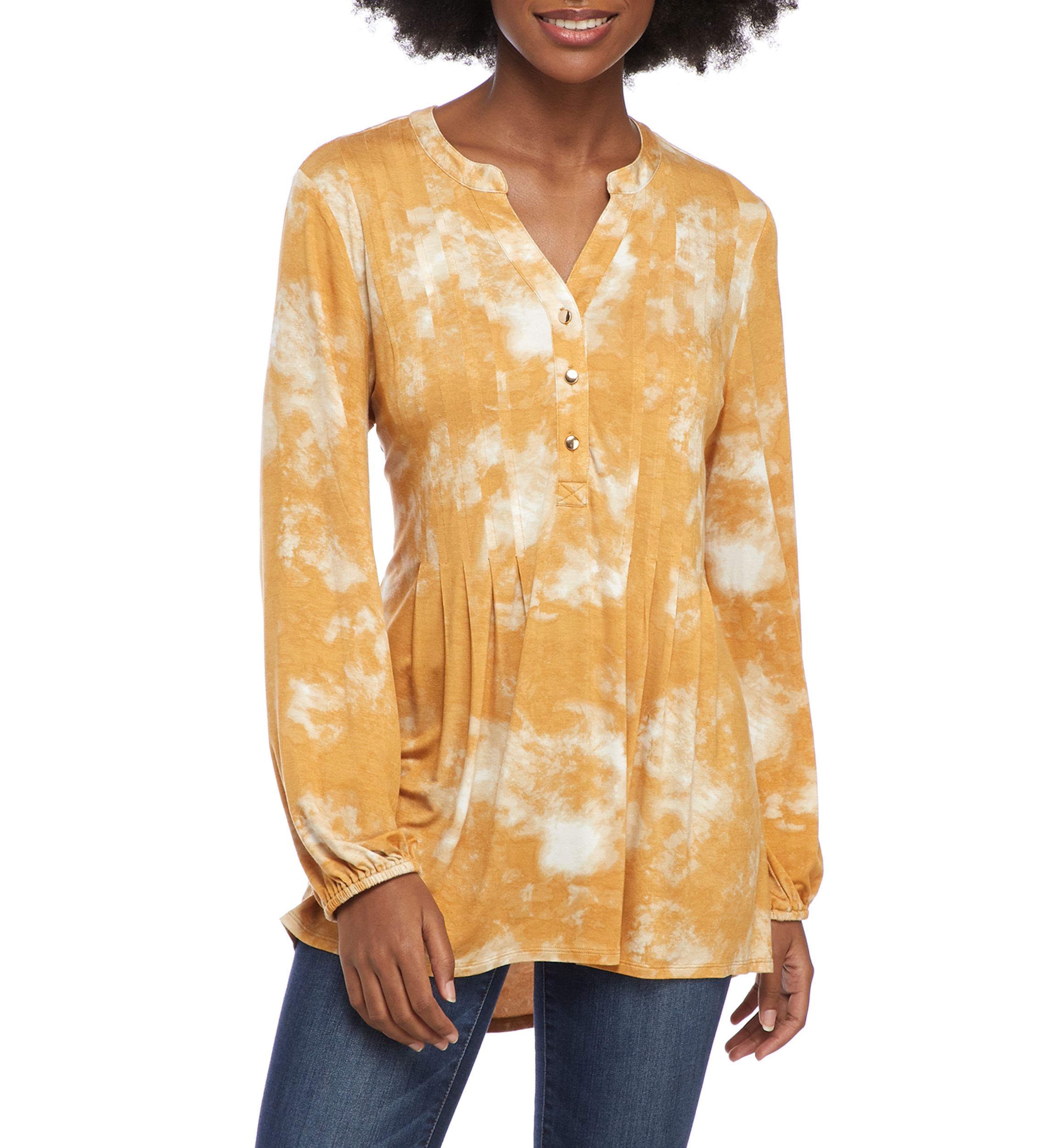 Womens Long Sleeve Henley Tunic 