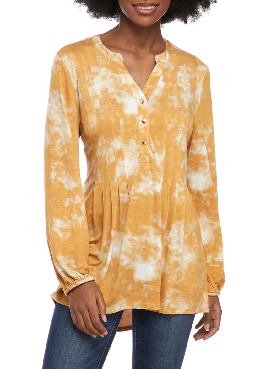 Womens Long Sleeve Henley Tunic 
