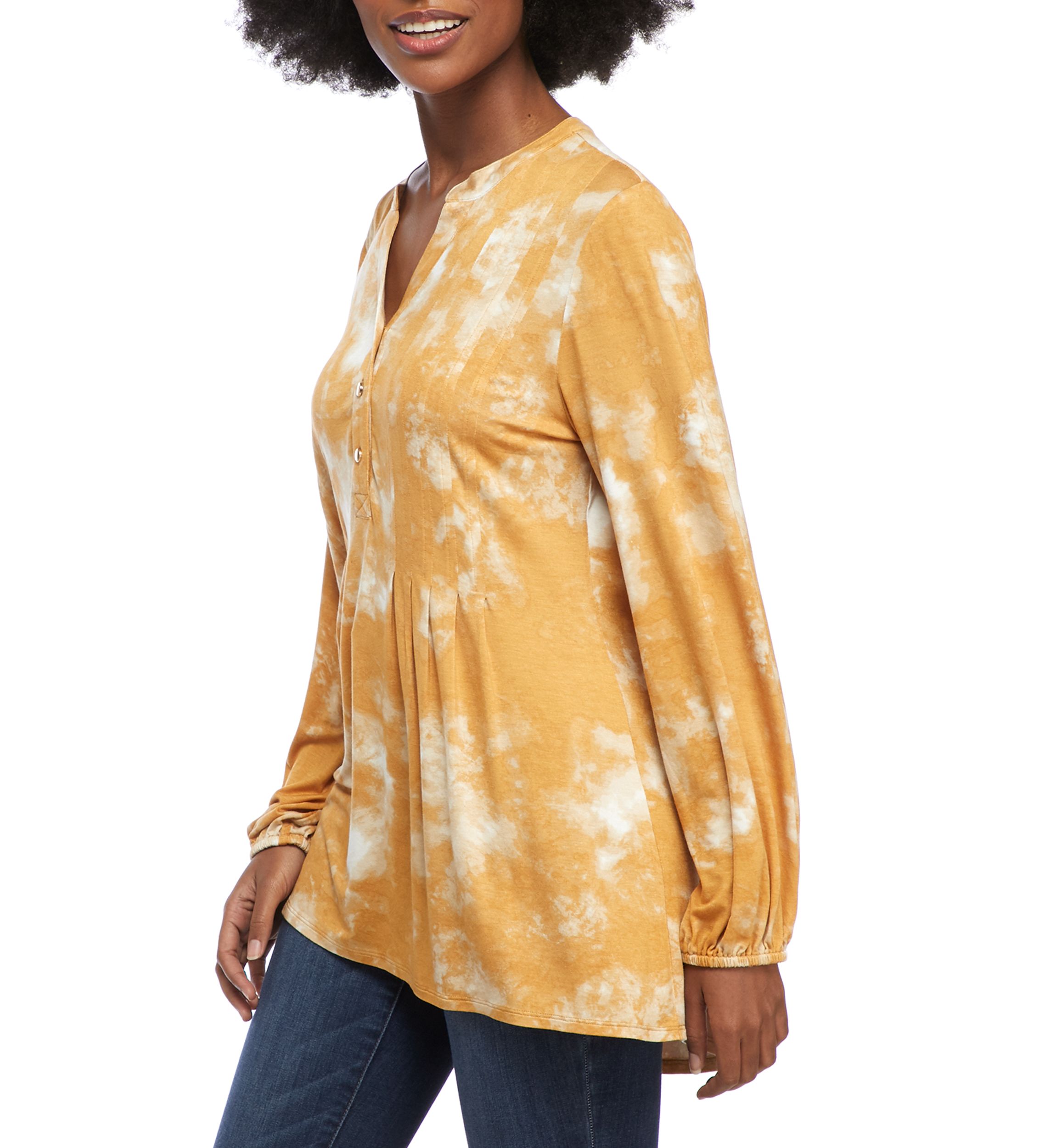 Womens Long Sleeve Henley Tunic 