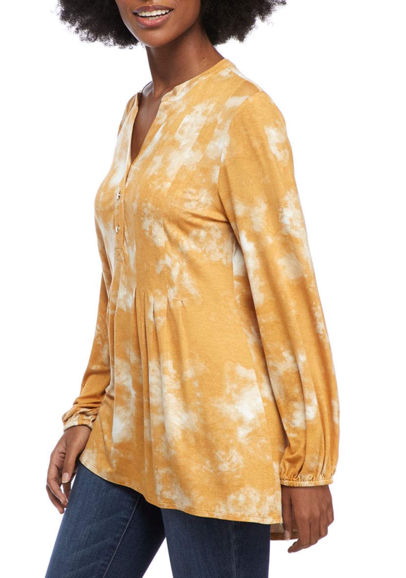 Womens Long Sleeve Henley Tunic 