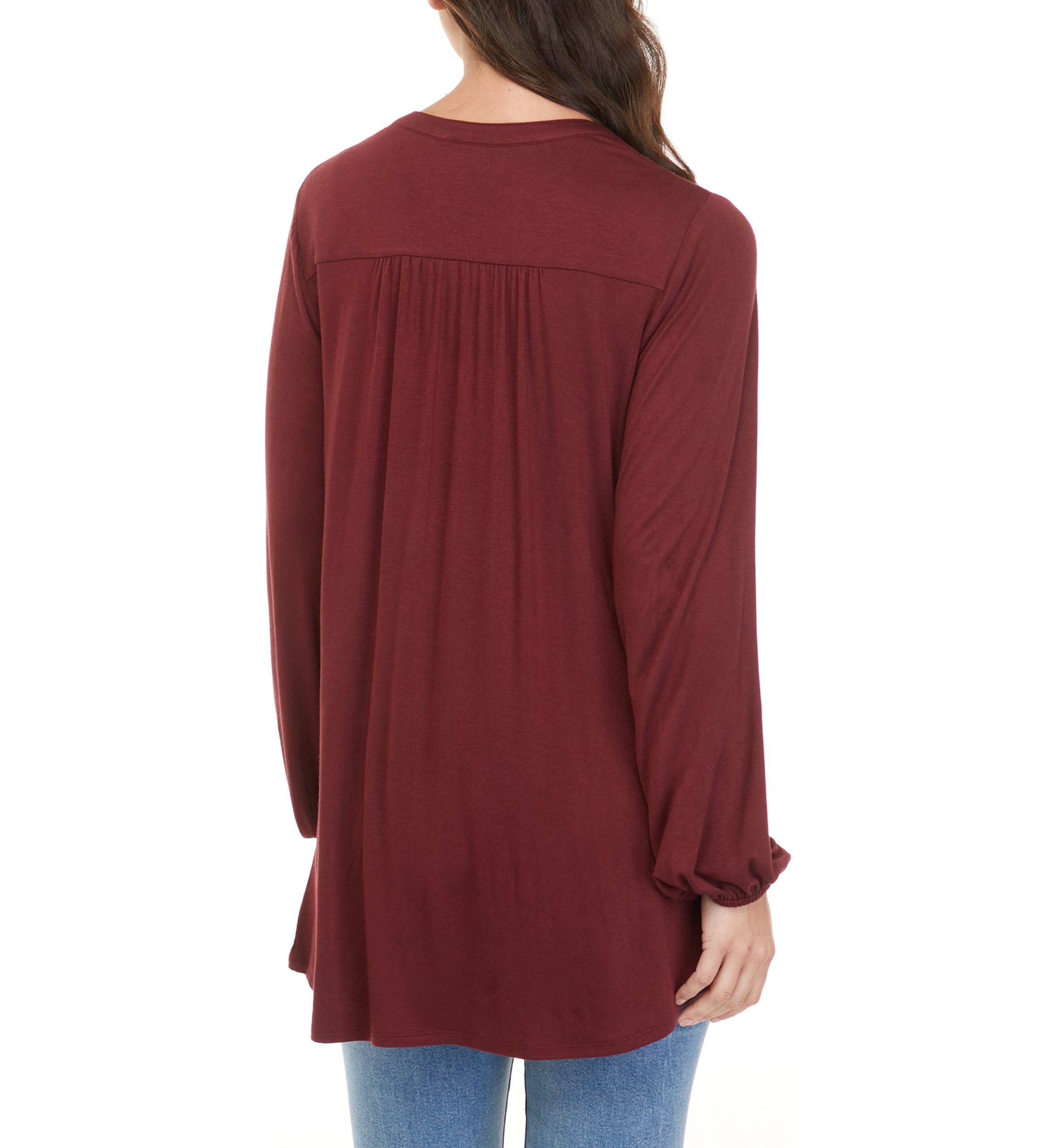 Womens Long Sleeve Henley Tunic 