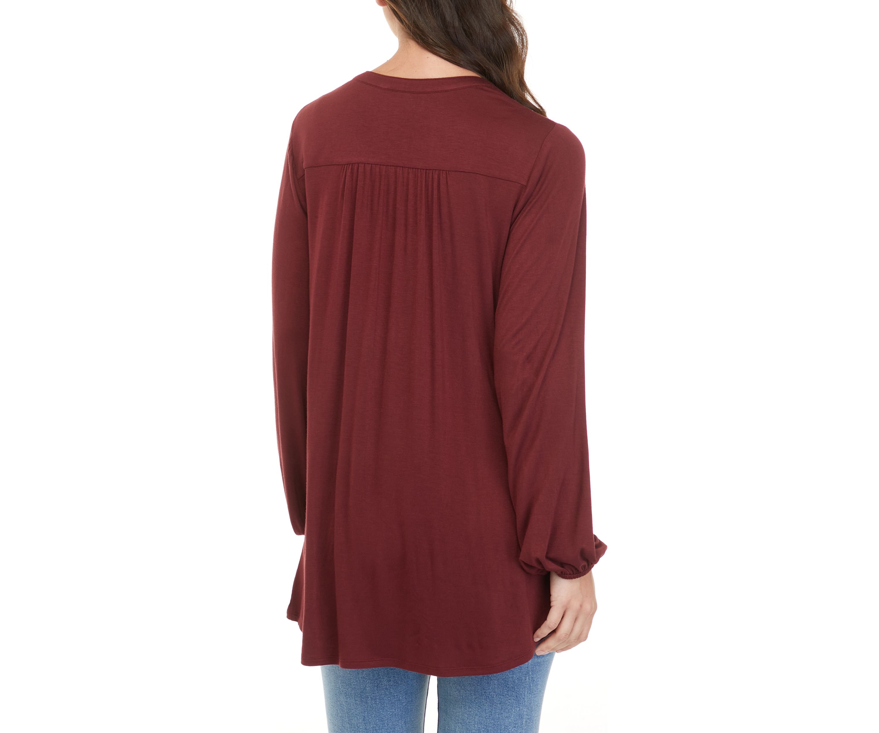 Womens Long Sleeve Henley Tunic 