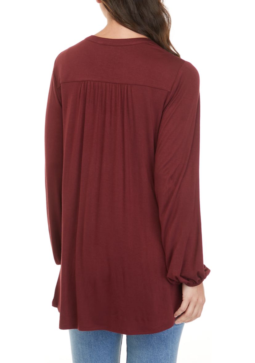 Womens Long Sleeve Henley Tunic 
