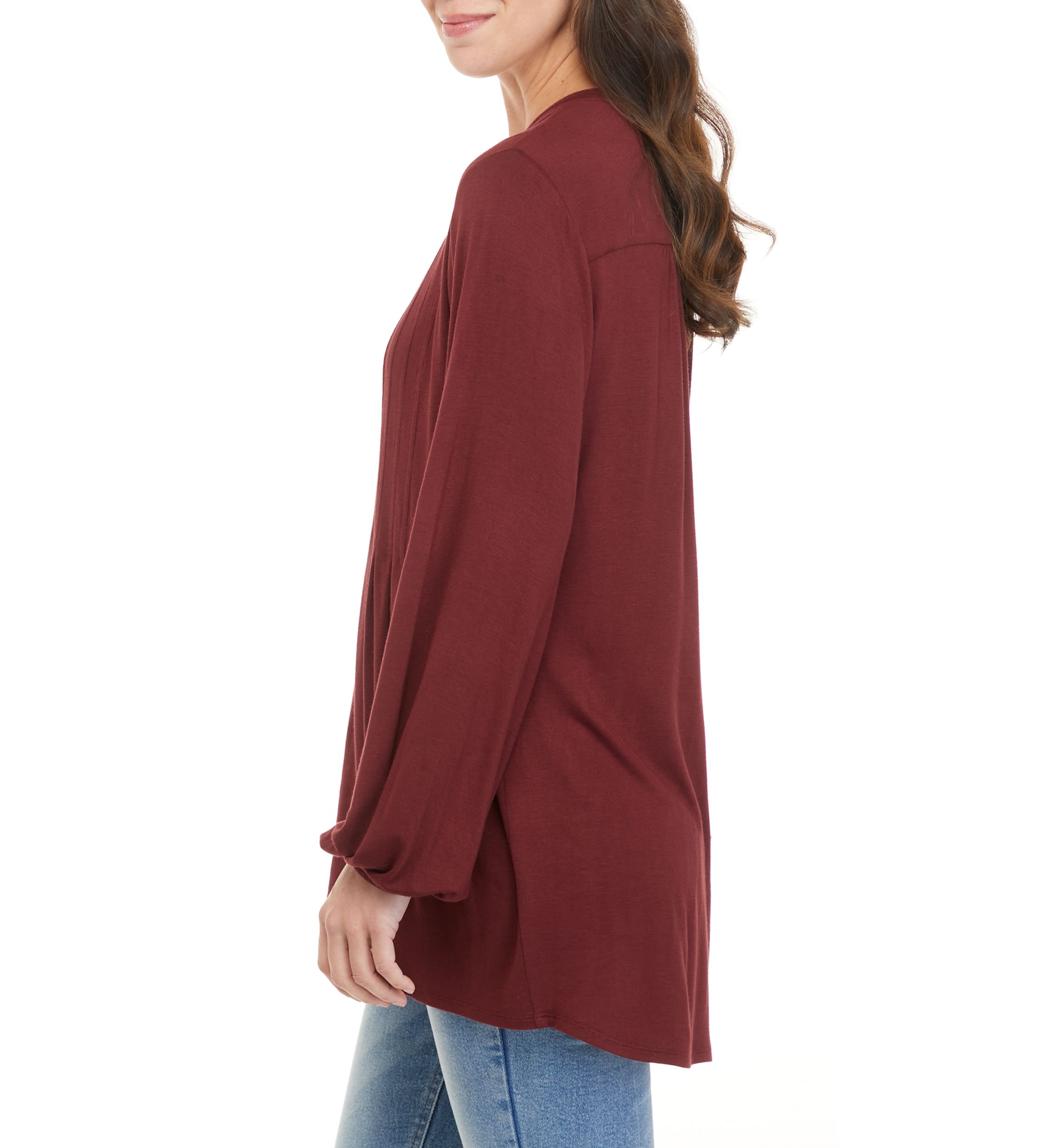 Womens Long Sleeve Henley Tunic 