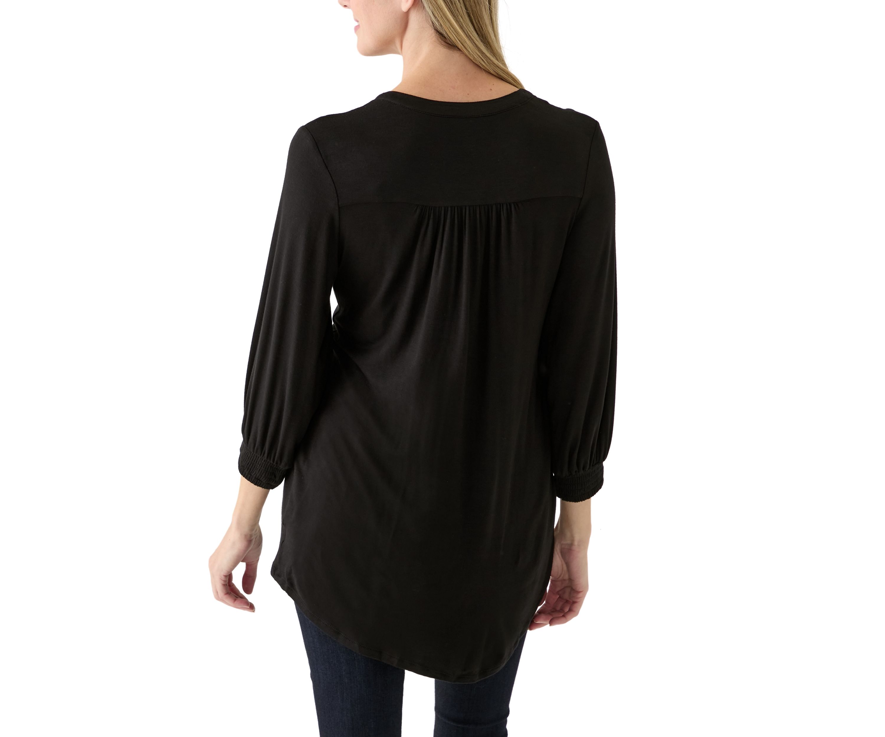 Womens 3/4 Sleeve Henley Tunic Top