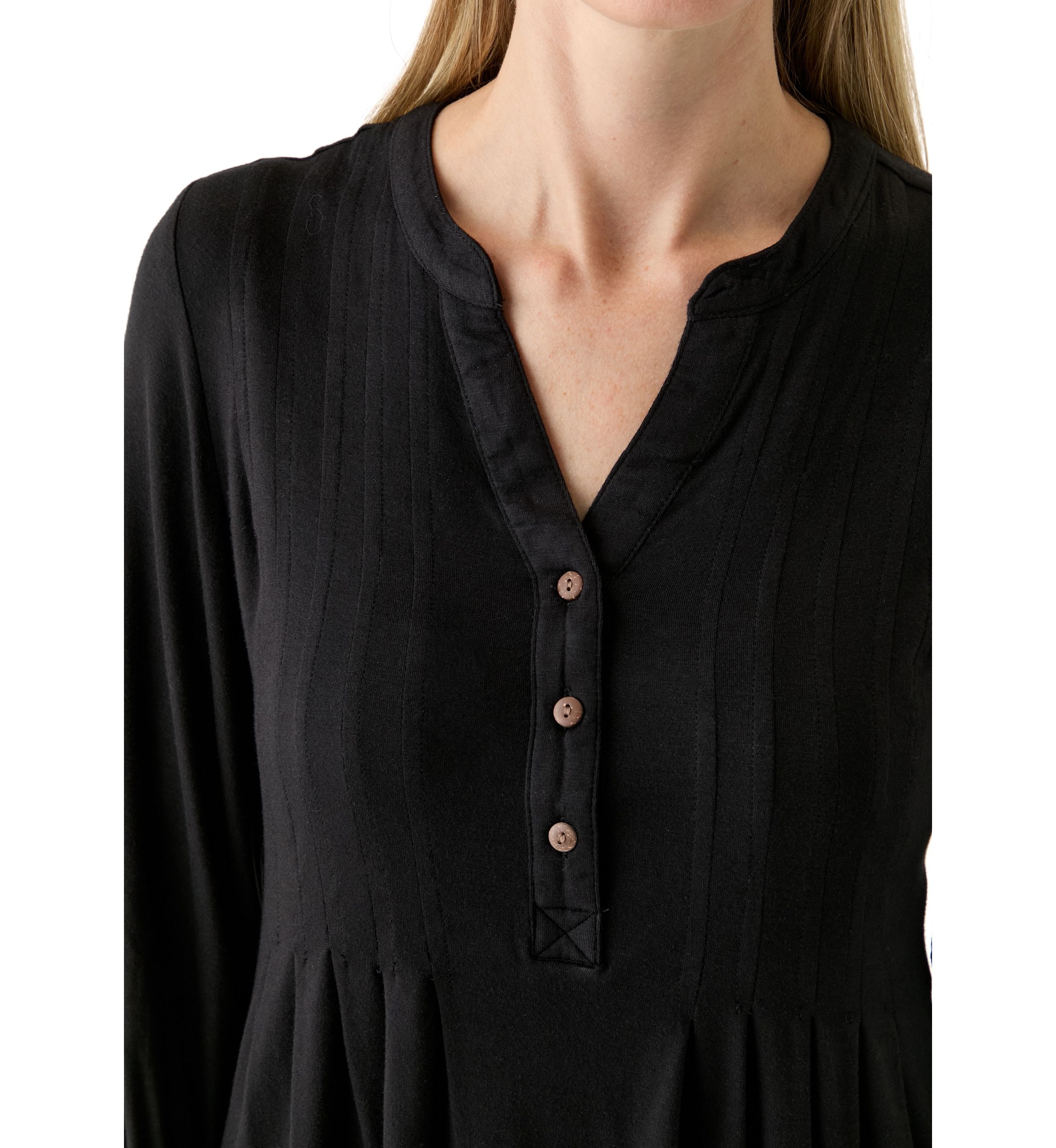 Womens 3/4 Sleeve Henley Tunic Top