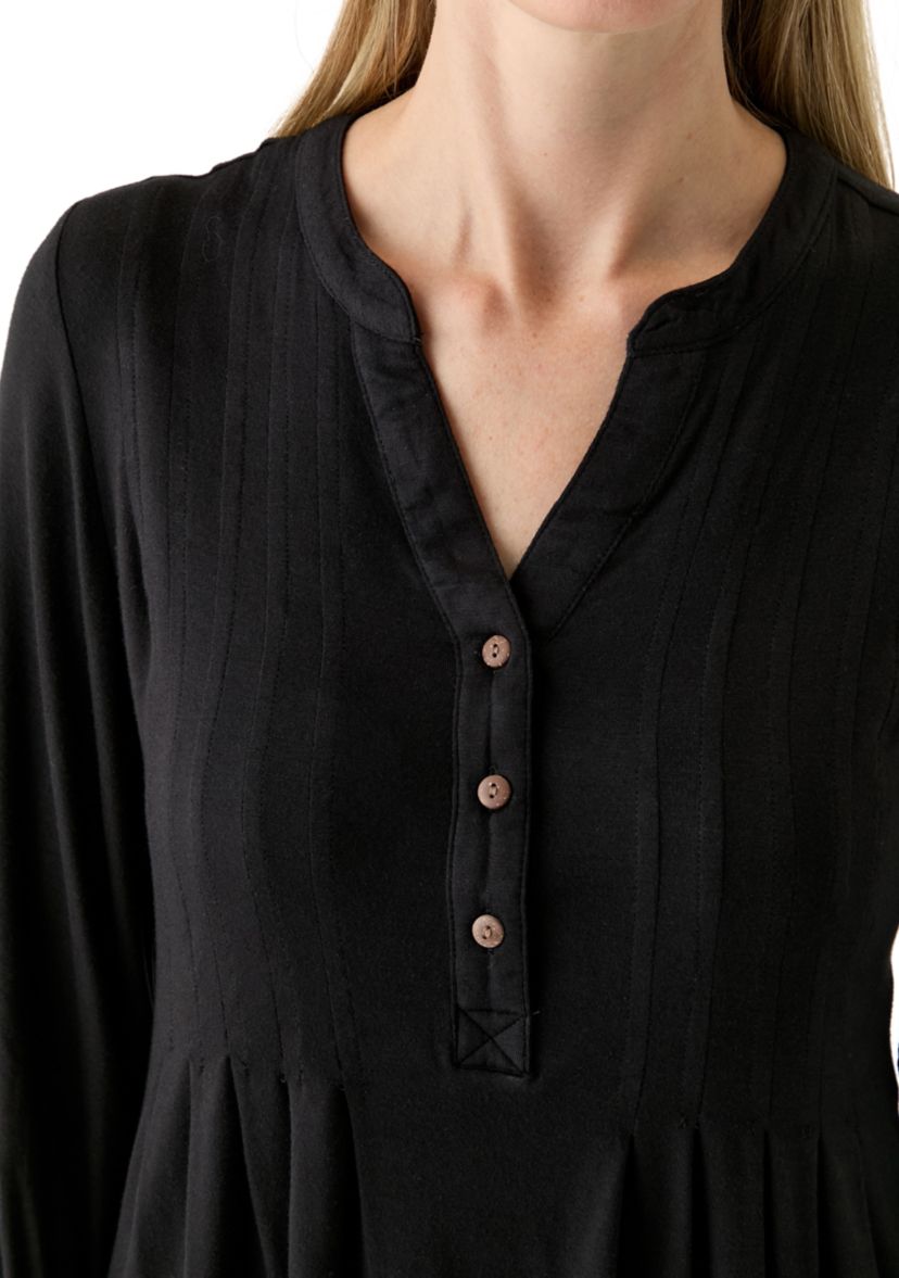 Womens 3/4 Sleeve Henley Tunic Top