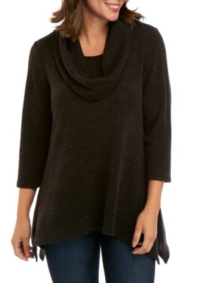 New Directions® 3/4 Sleeve Cowl Neck Shark Bite Top | belk