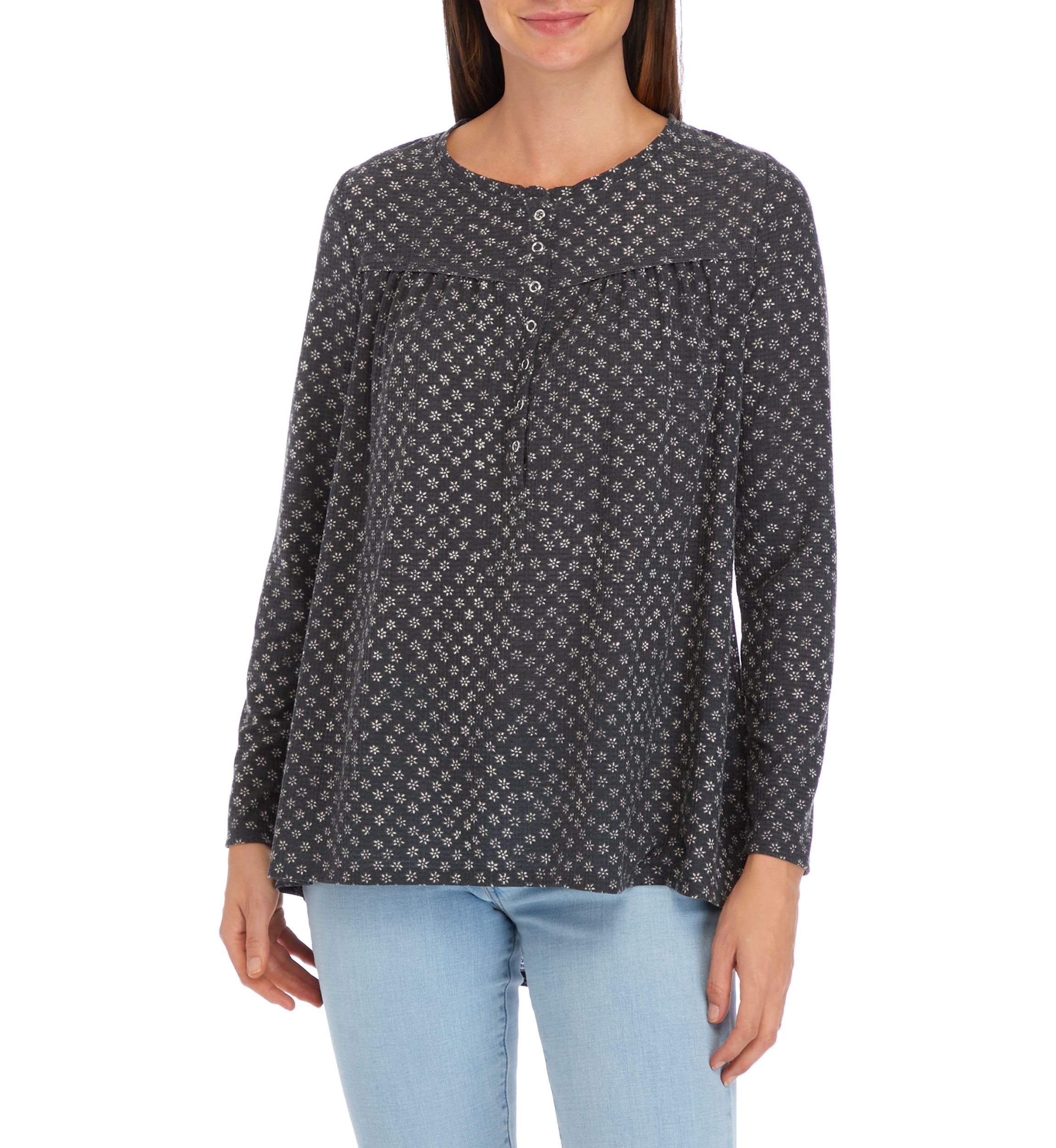 Womens Waffle Henley Top