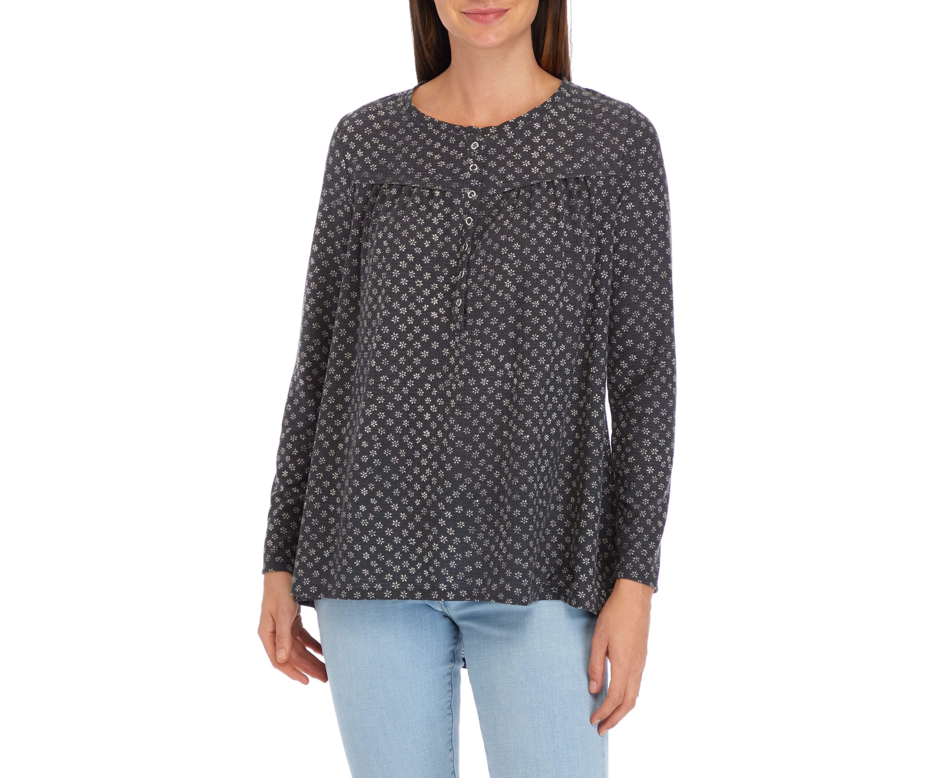 Womens Waffle Henley Top
