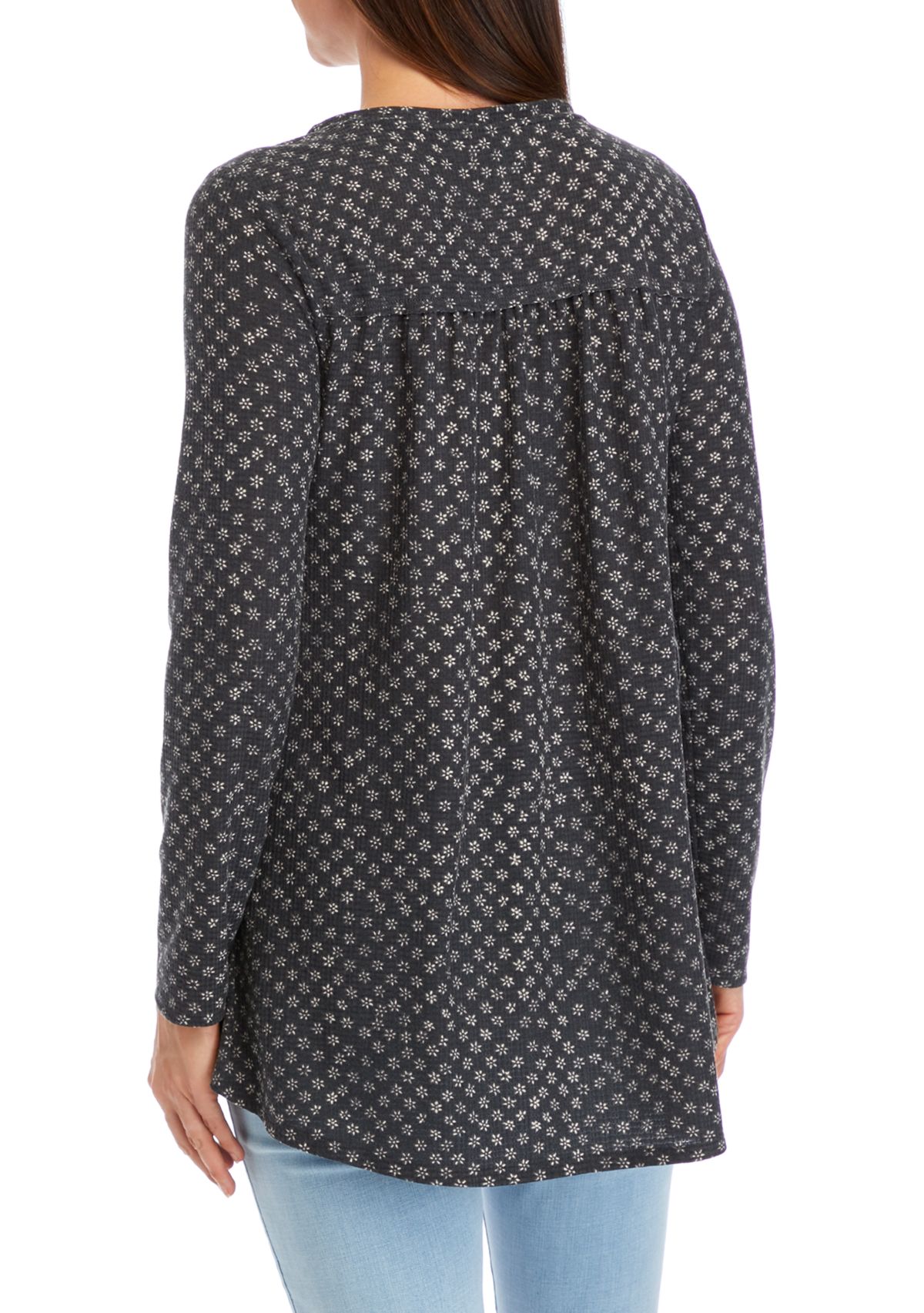 Womens Waffle Henley Top