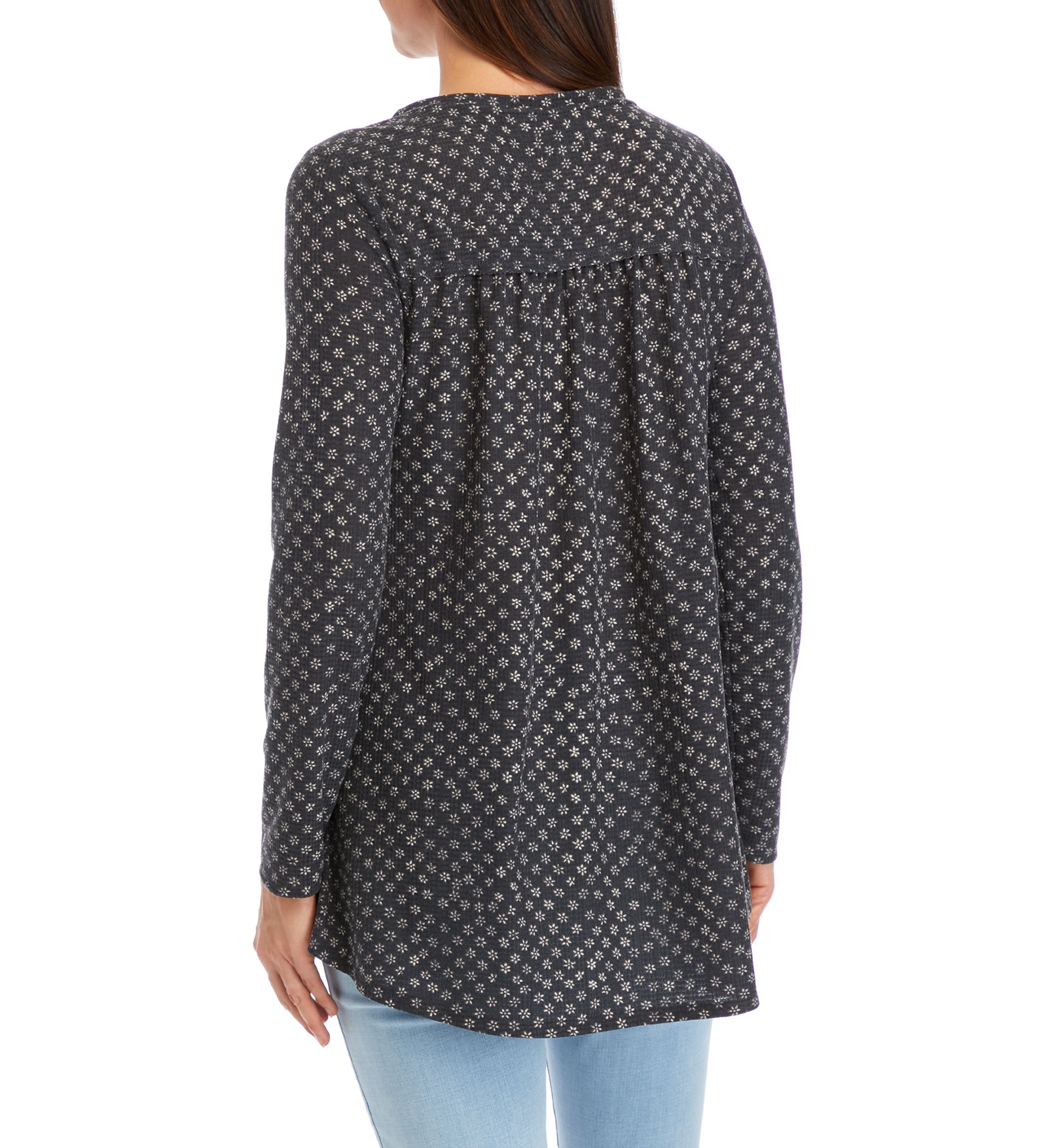 Womens Waffle Henley Top
