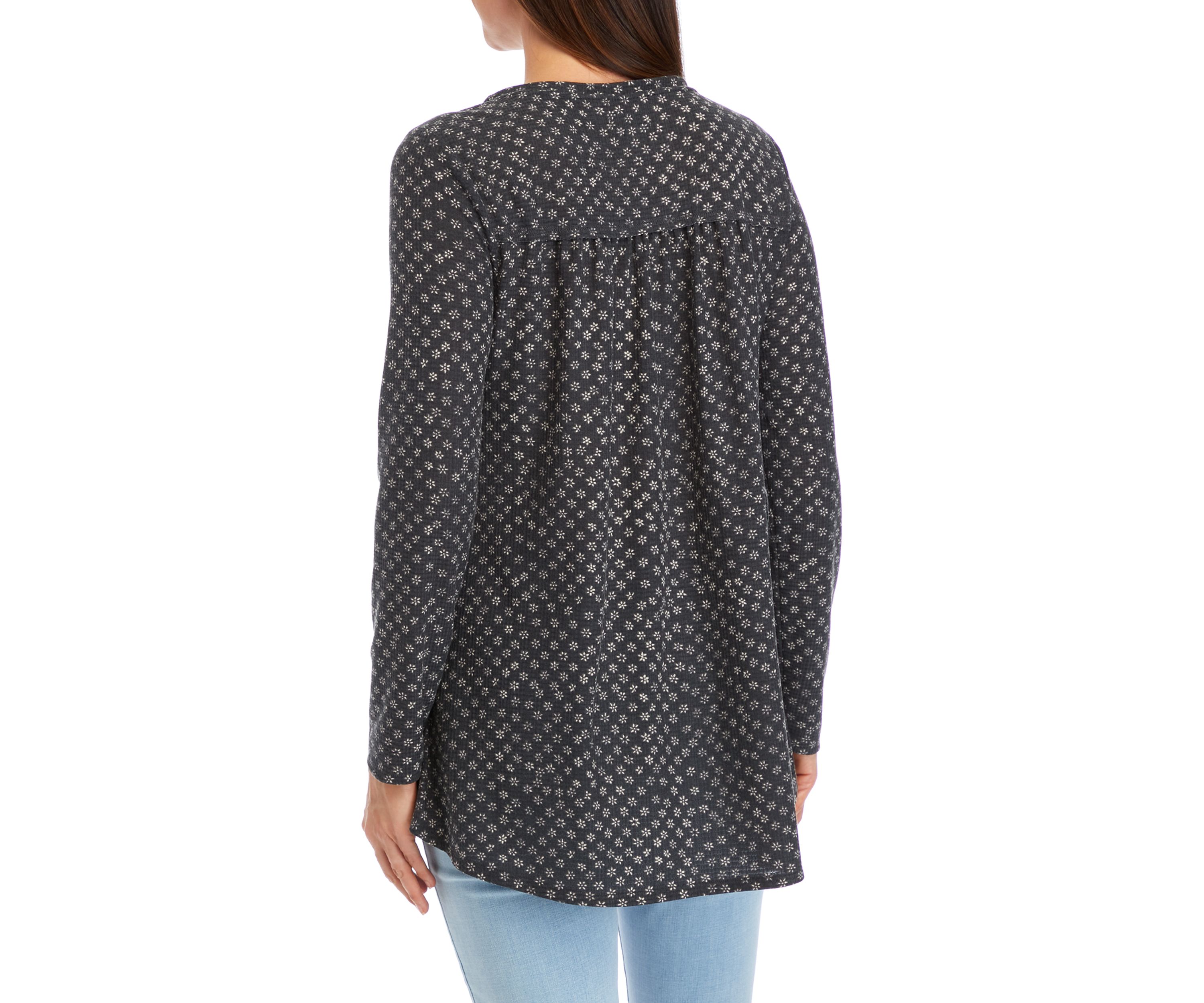 Womens Waffle Henley Top