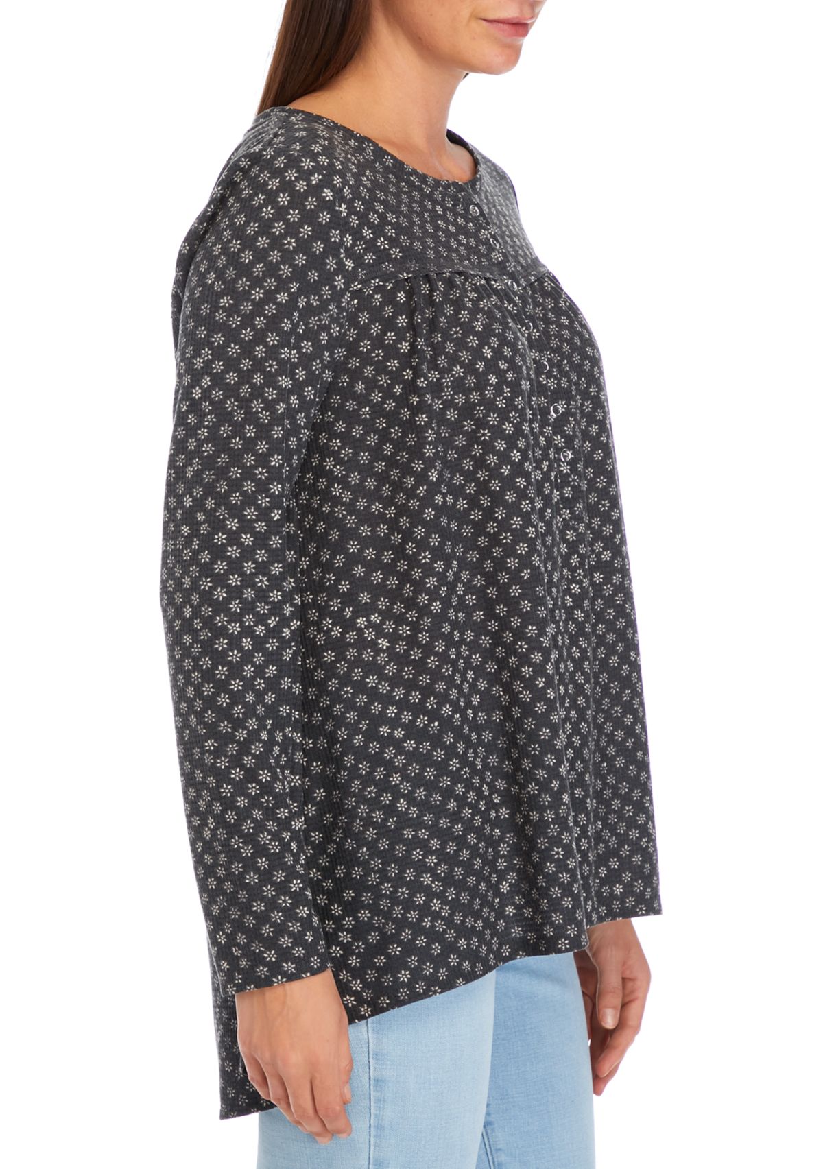 Womens Waffle Henley Top