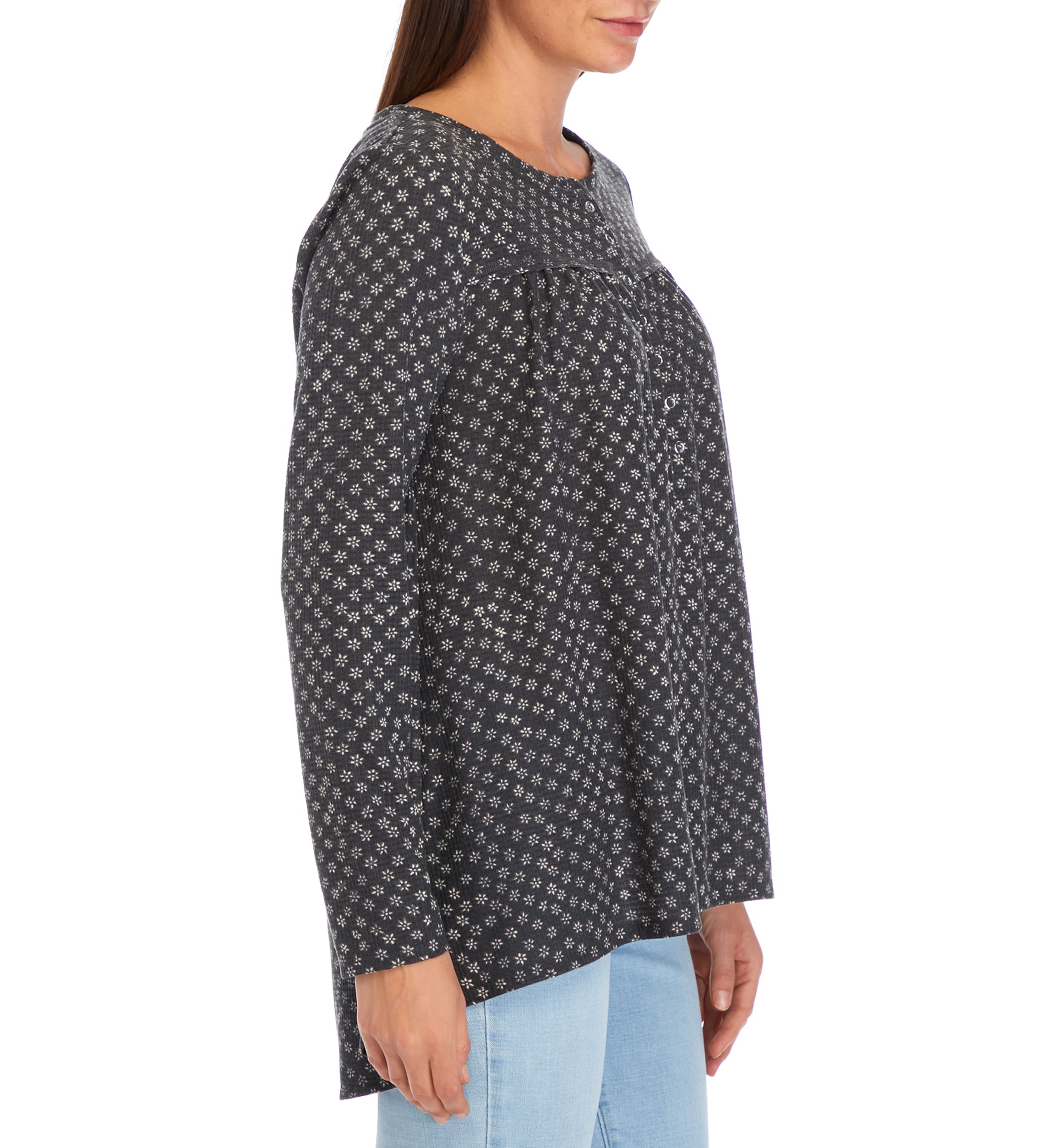 Womens Waffle Henley Top