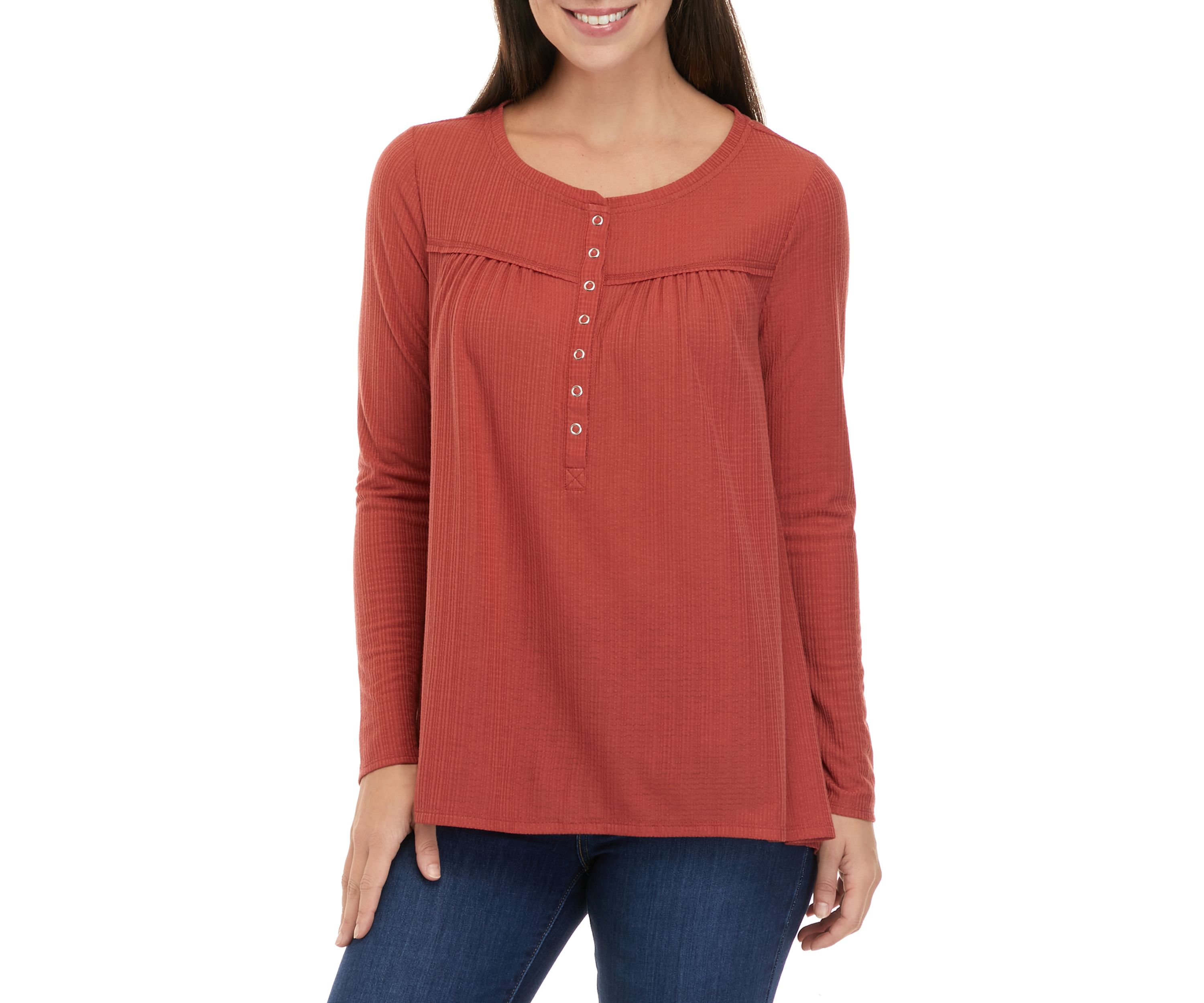 Womens Waffle Henley Shirt