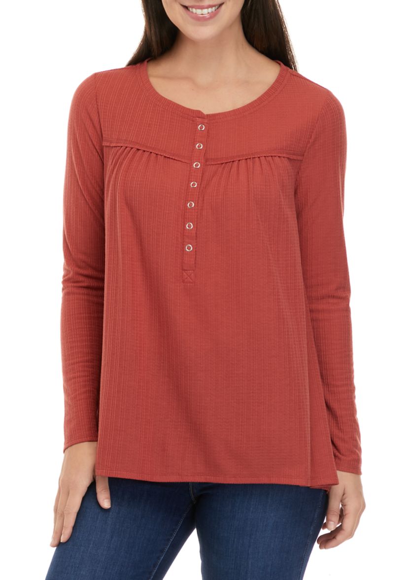 Womens Waffle Henley Shirt