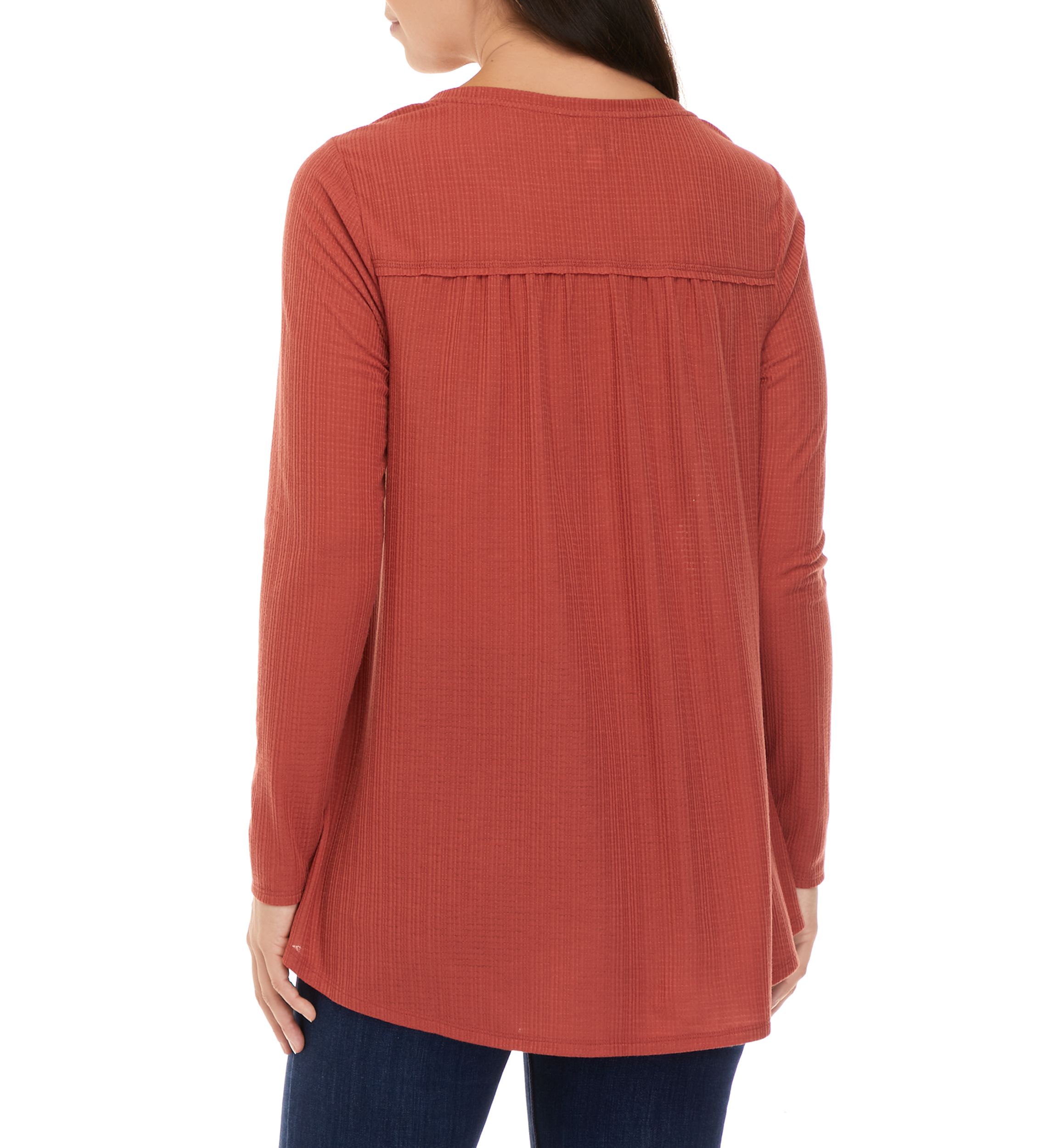 Womens Waffle Henley Shirt