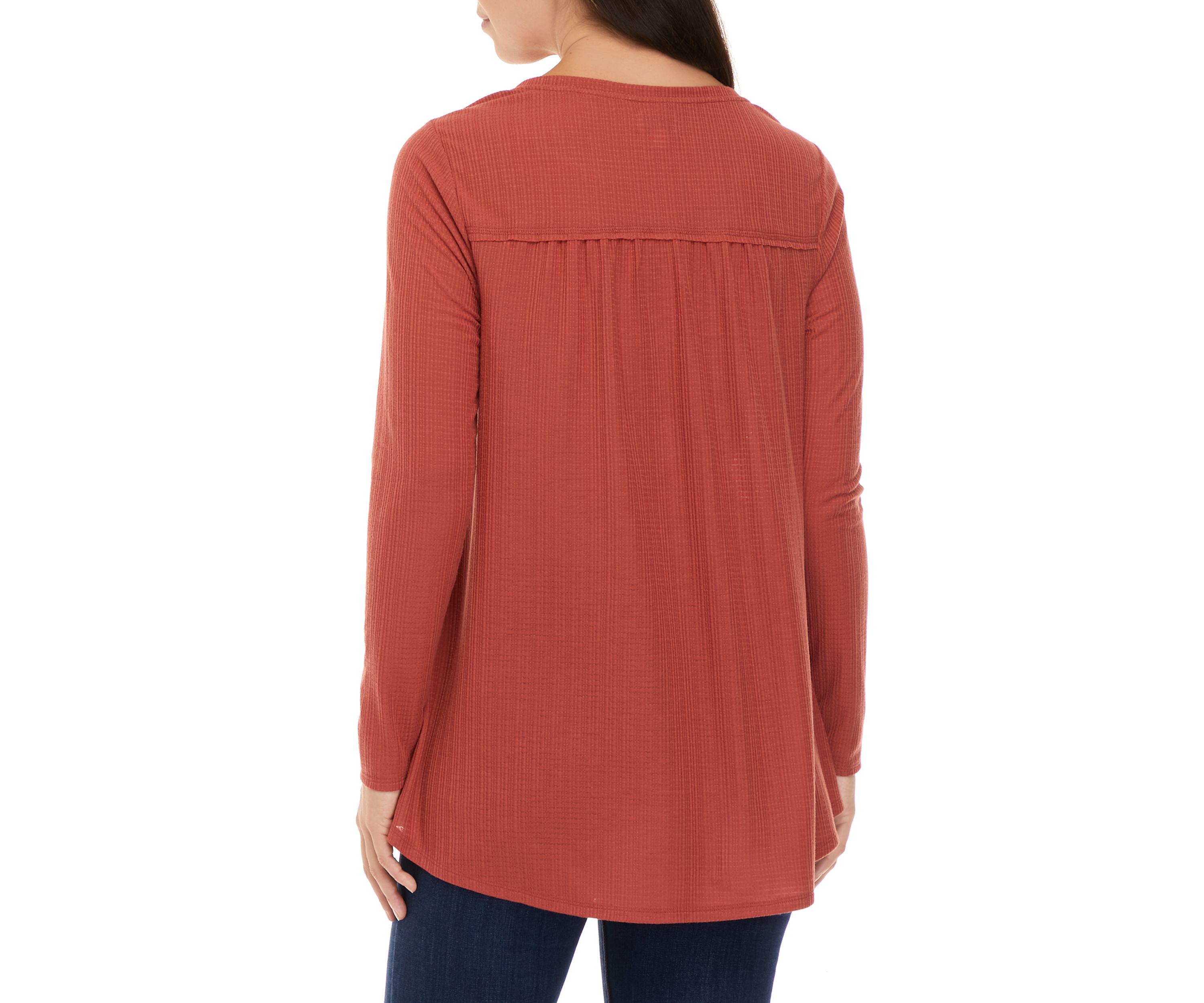 Womens Waffle Henley Shirt