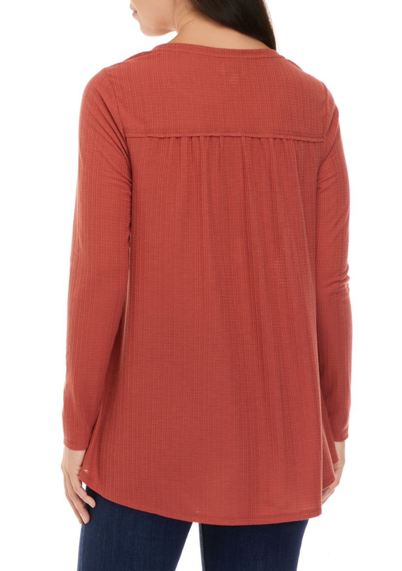 Womens Waffle Henley Shirt