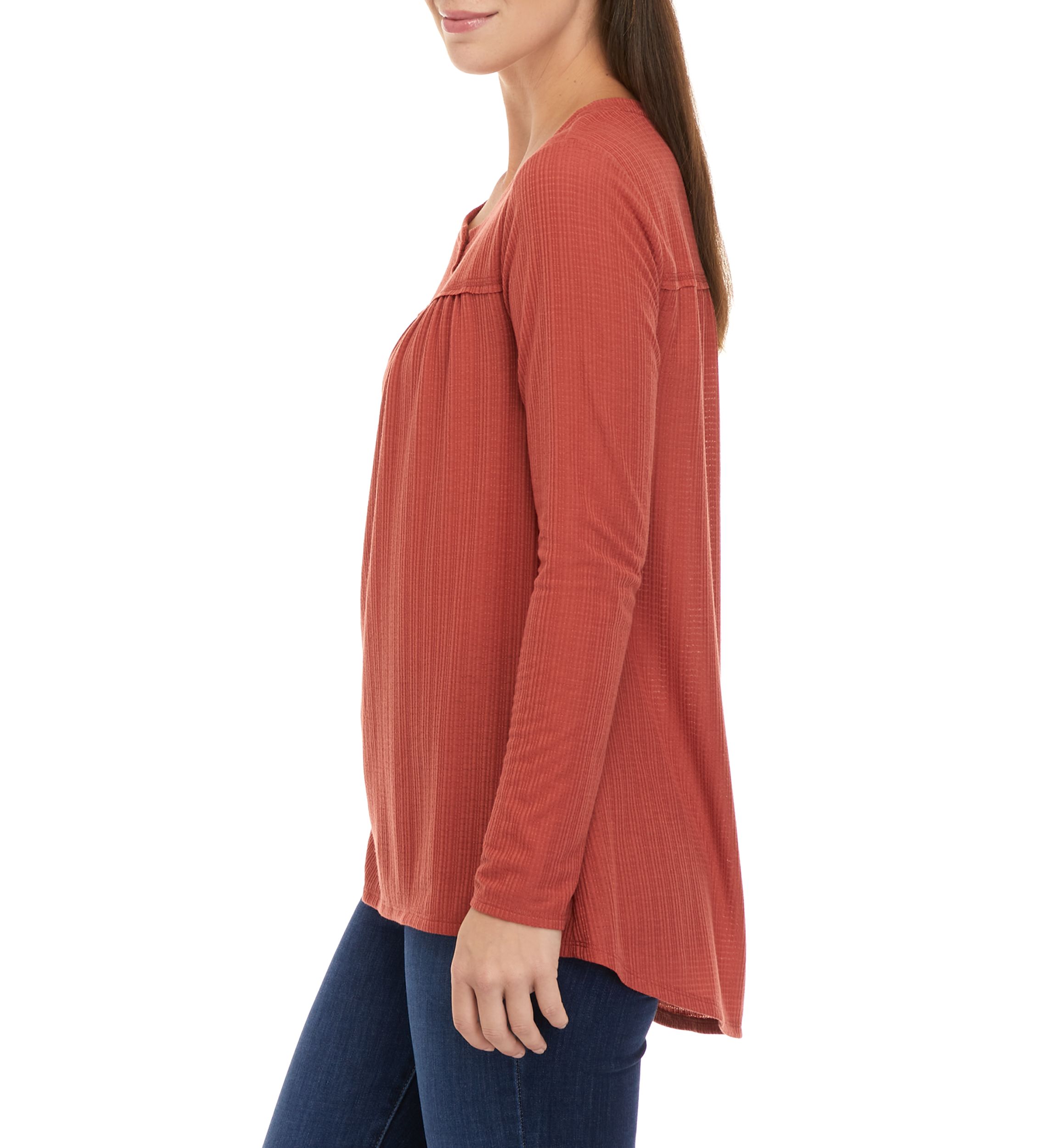 Womens Waffle Henley Shirt
