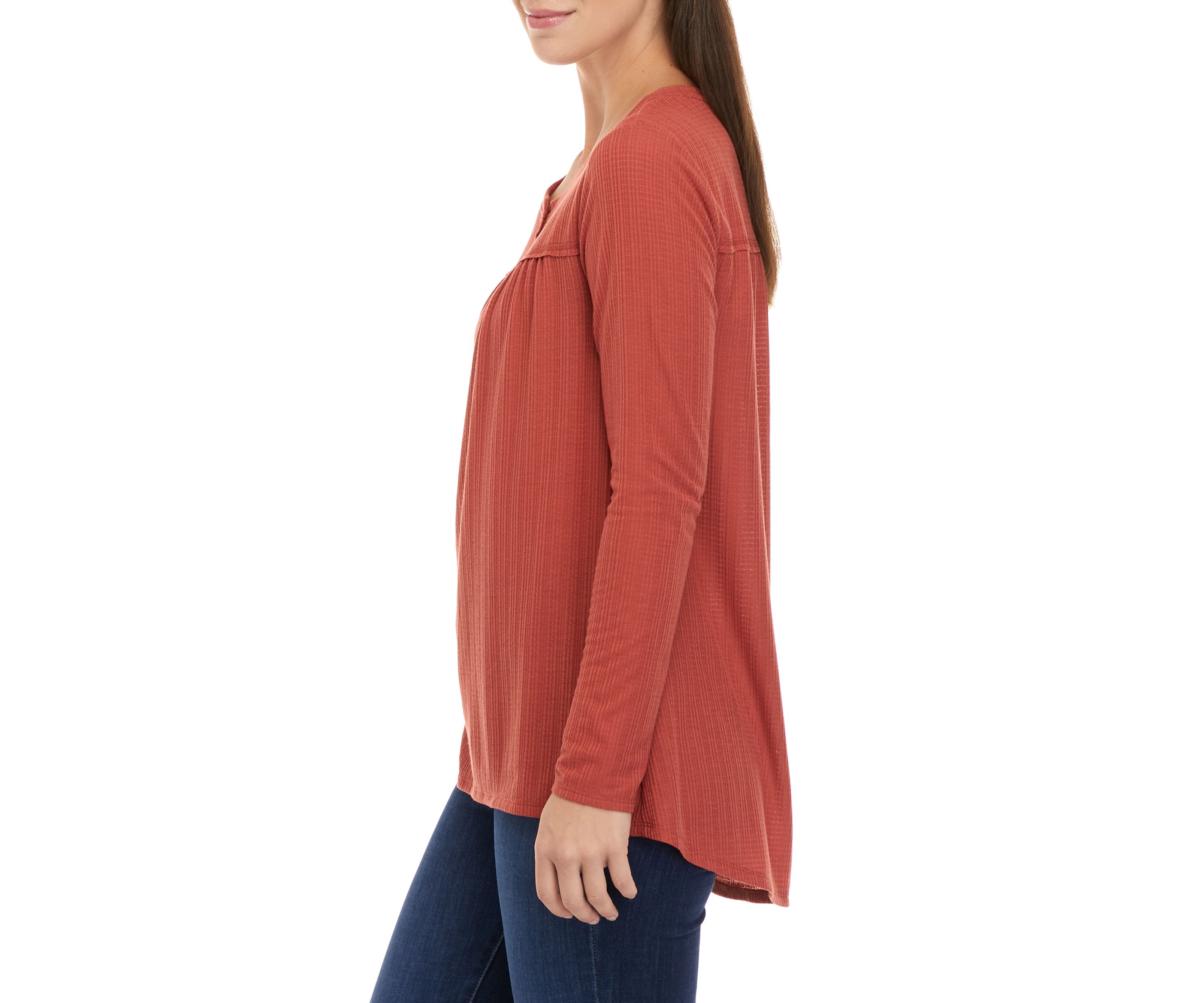 Womens Waffle Henley Shirt