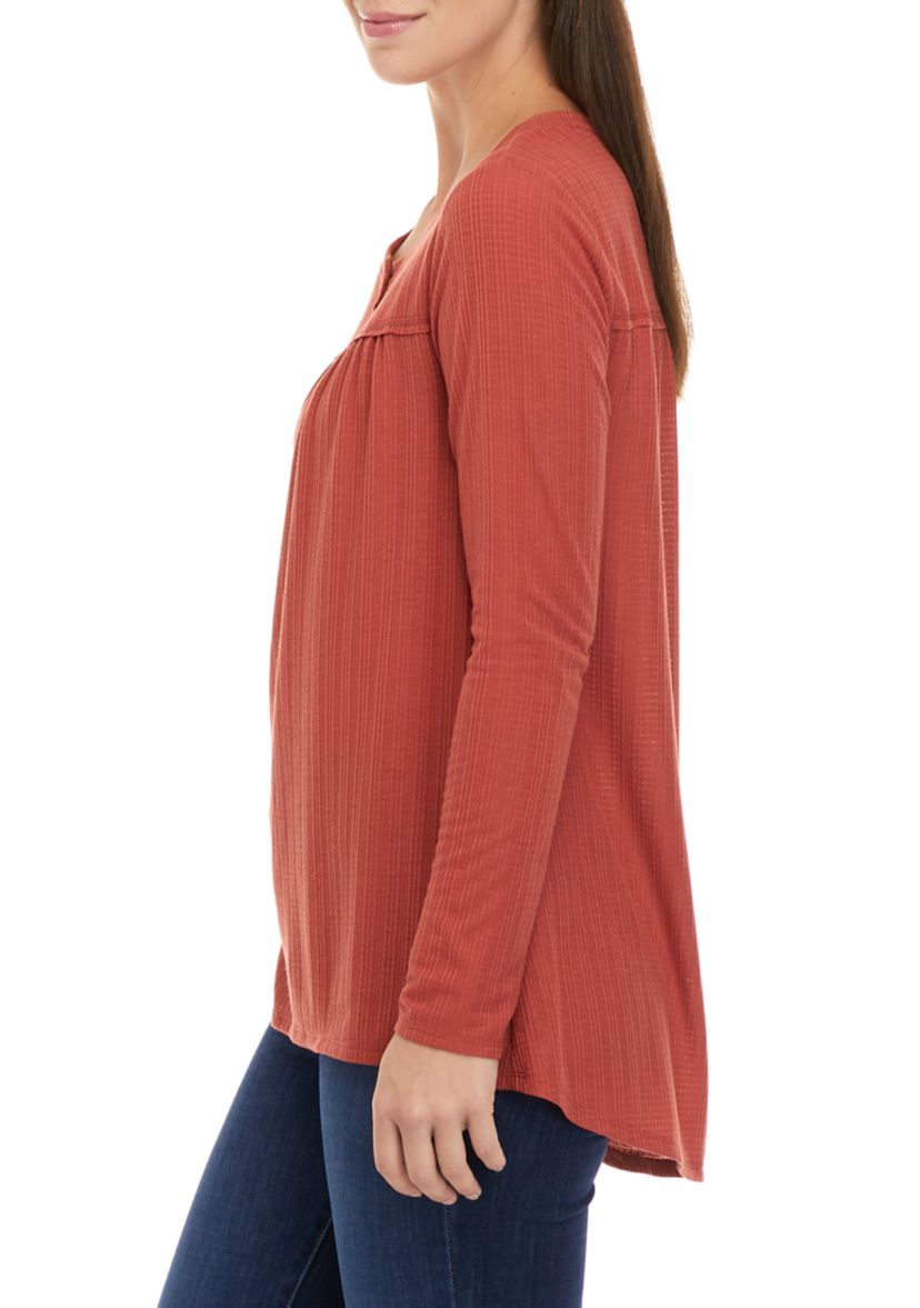 Womens Waffle Henley Shirt