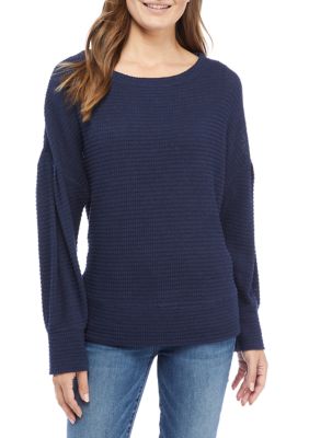 New Directions® Women's Dolman Sleeve Waffle Knit Bow Back Top | belk