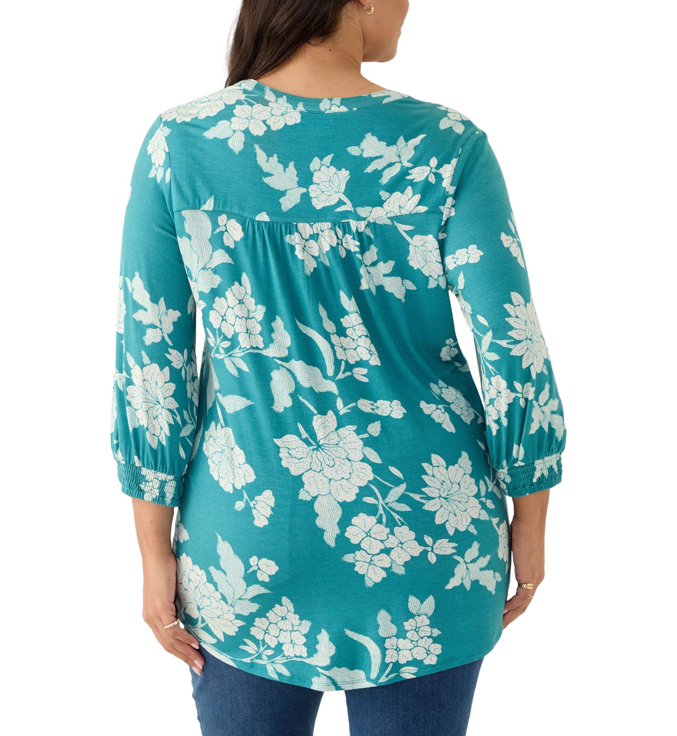 Plus Size Long Sleeve Henley Tunic 