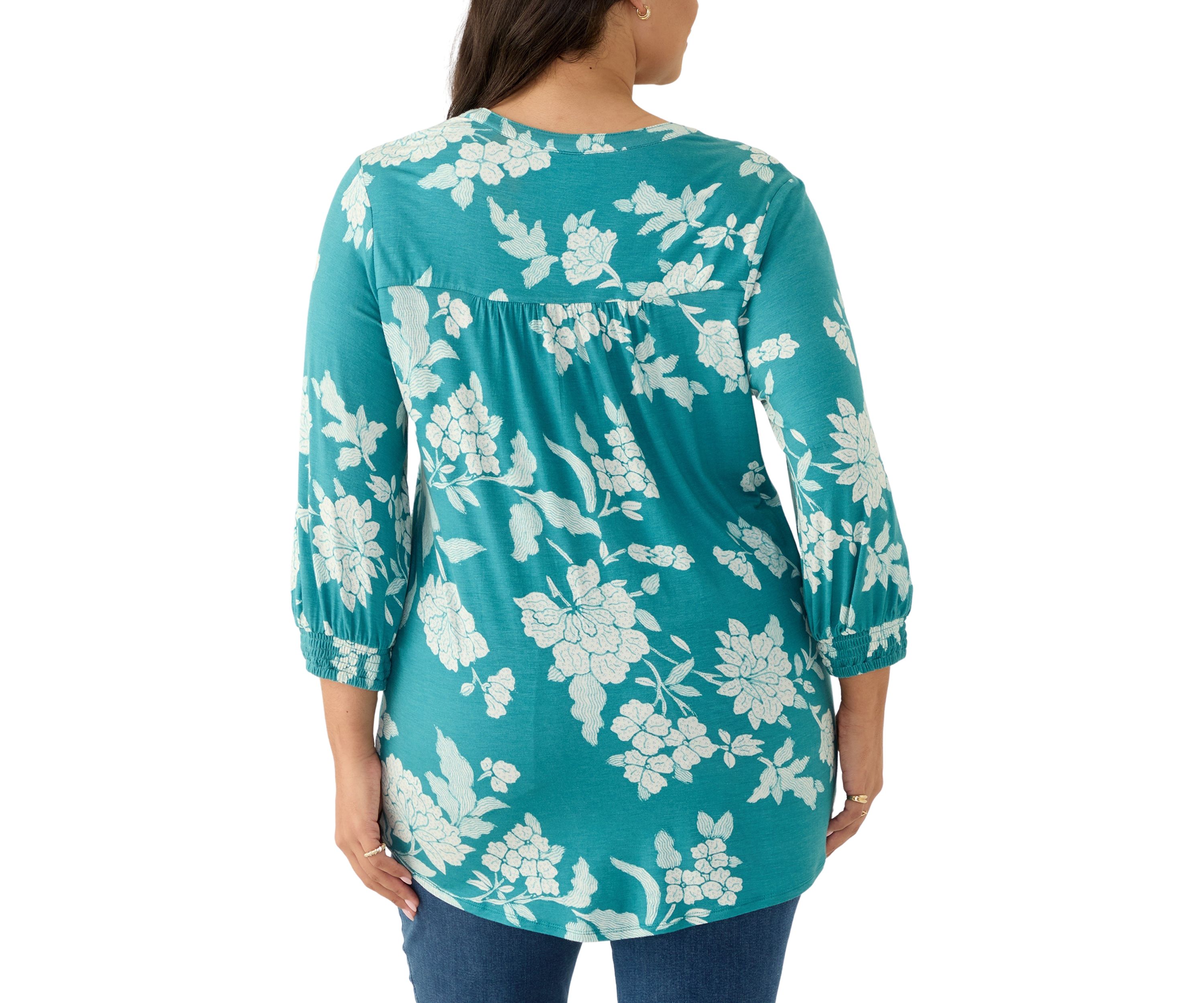 Plus Size Long Sleeve Henley Tunic 