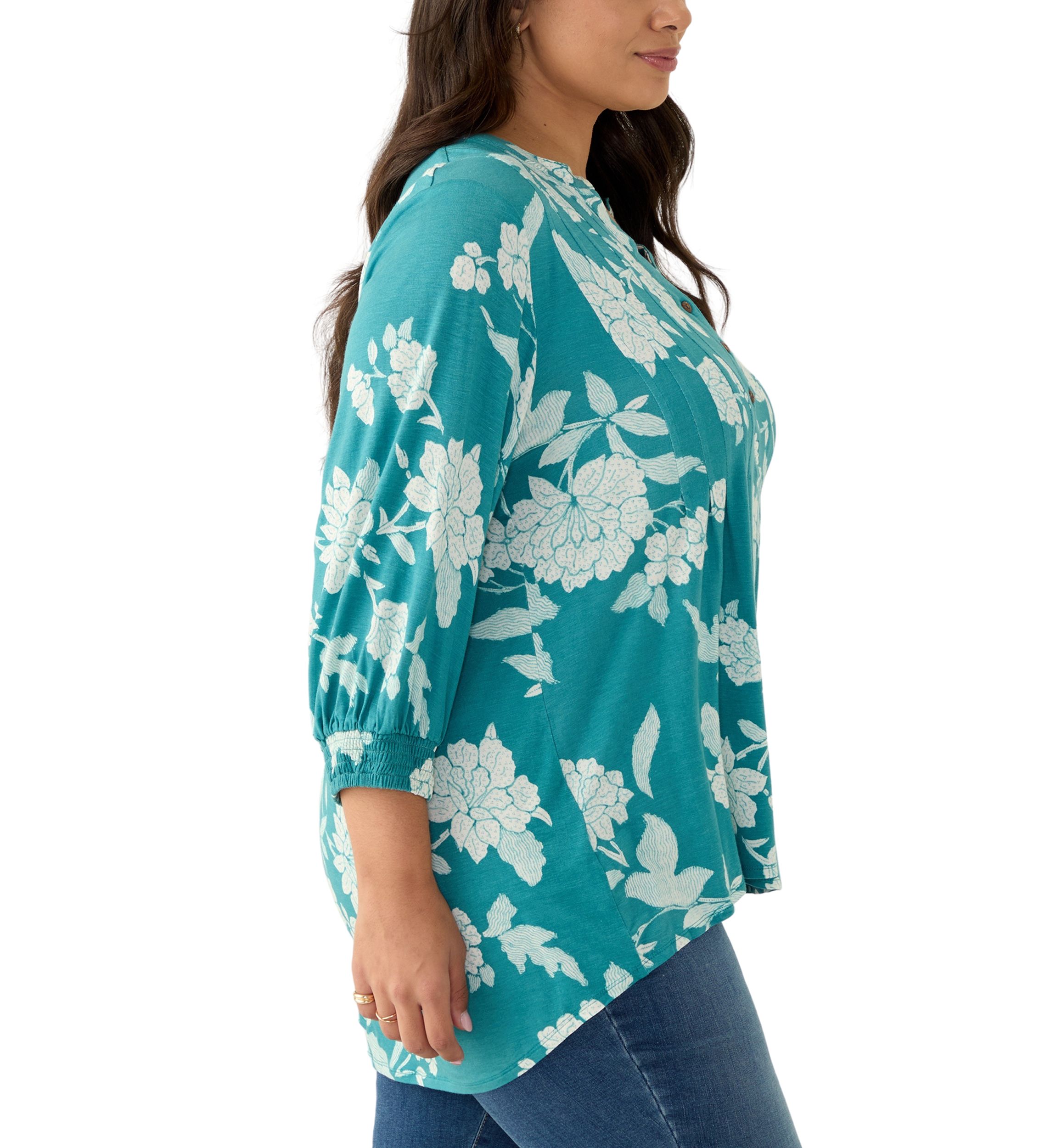 Plus Size Long Sleeve Henley Tunic 