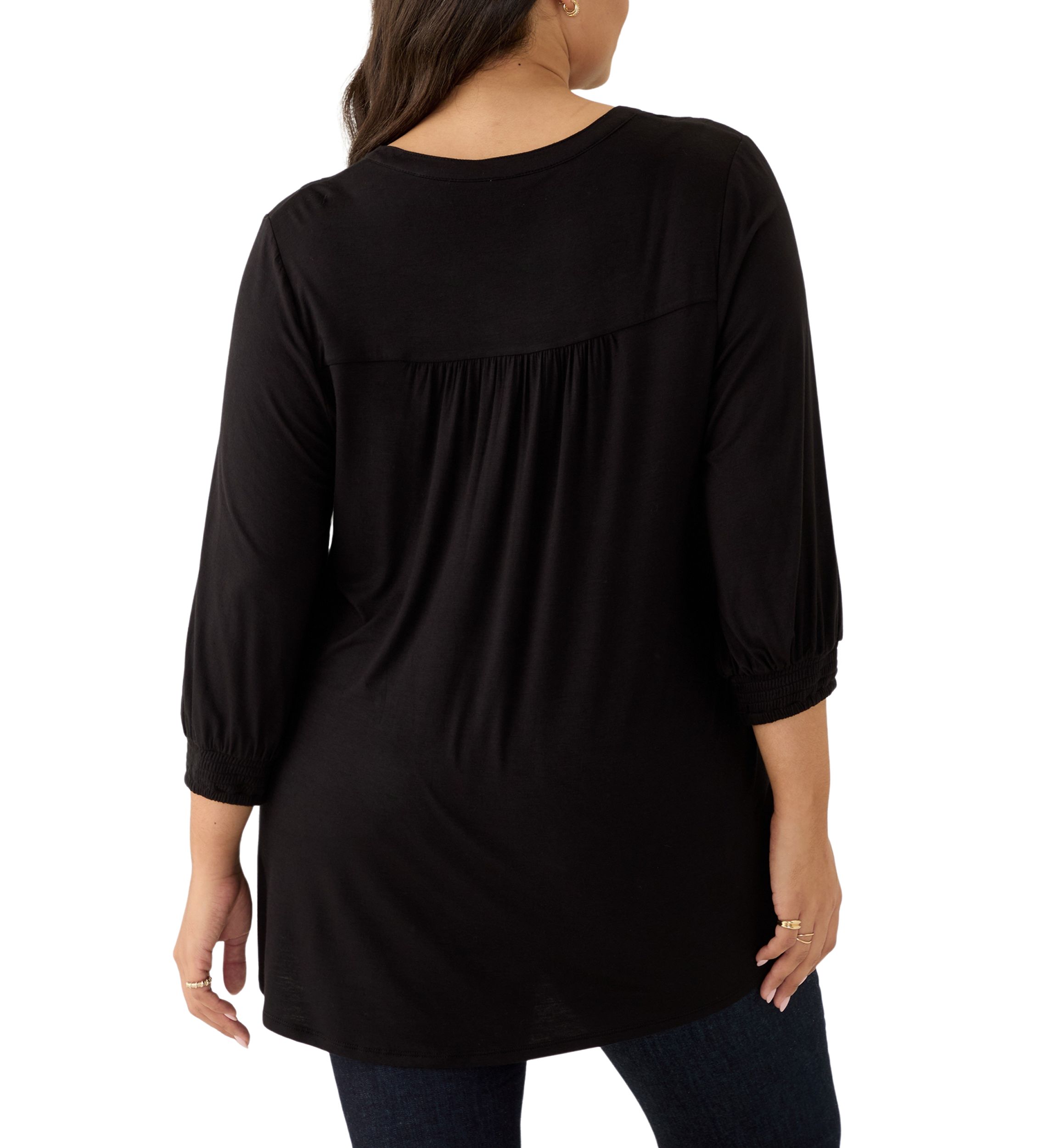 Plus Size Long Sleeve Henley Tunic 