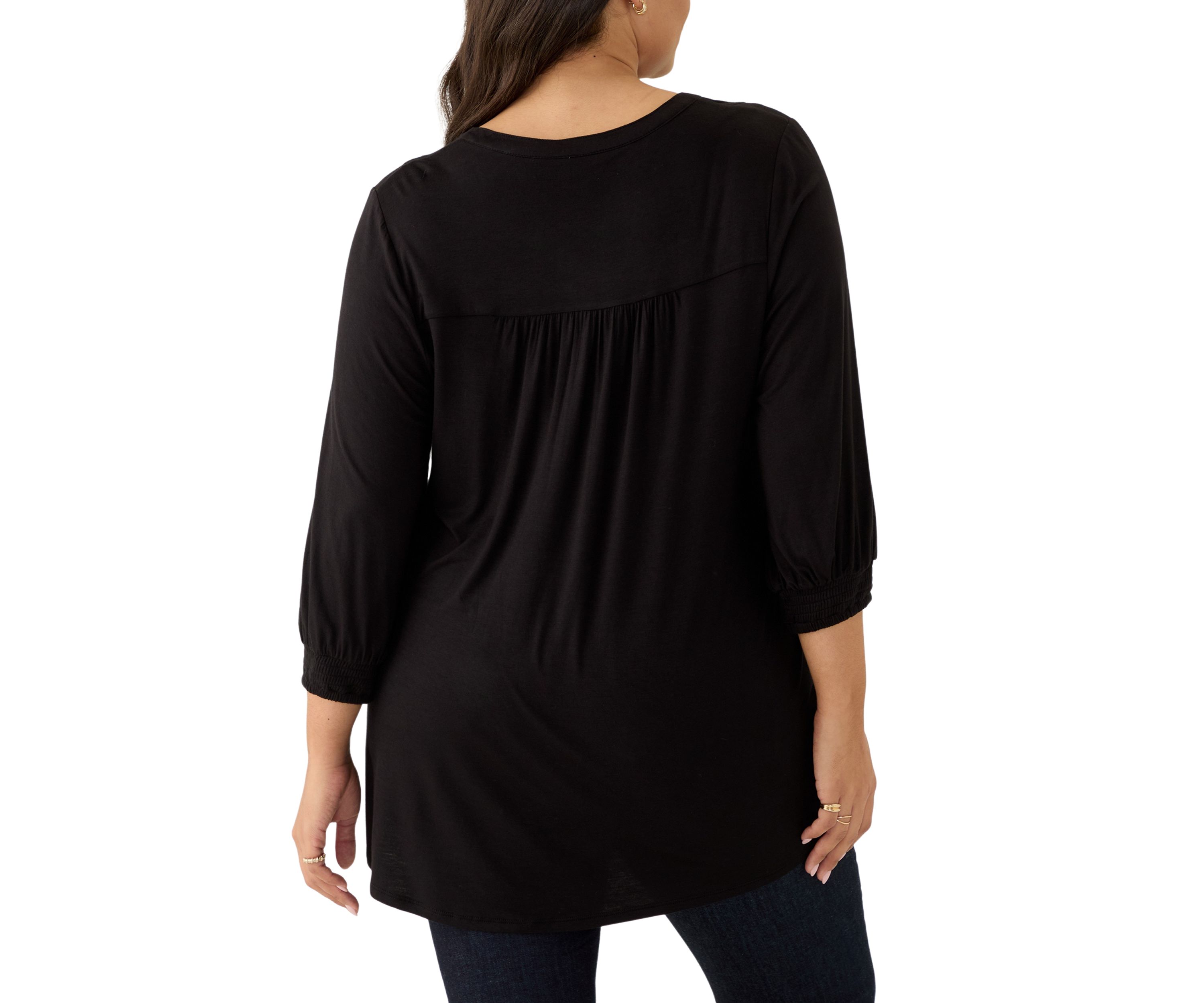 Plus Size Long Sleeve Henley Tunic 