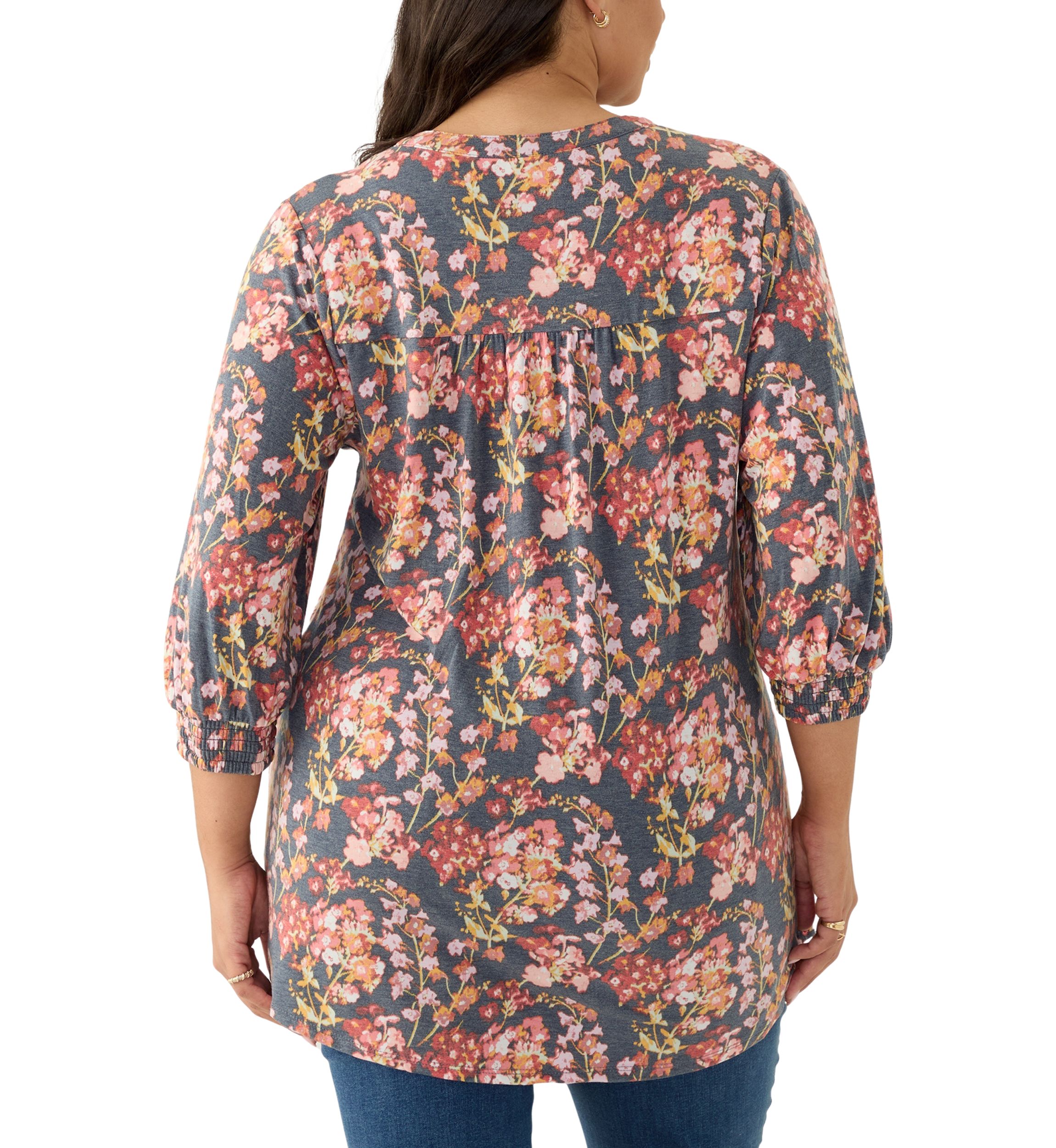 Plus Size Long Sleeve Henley Tunic 