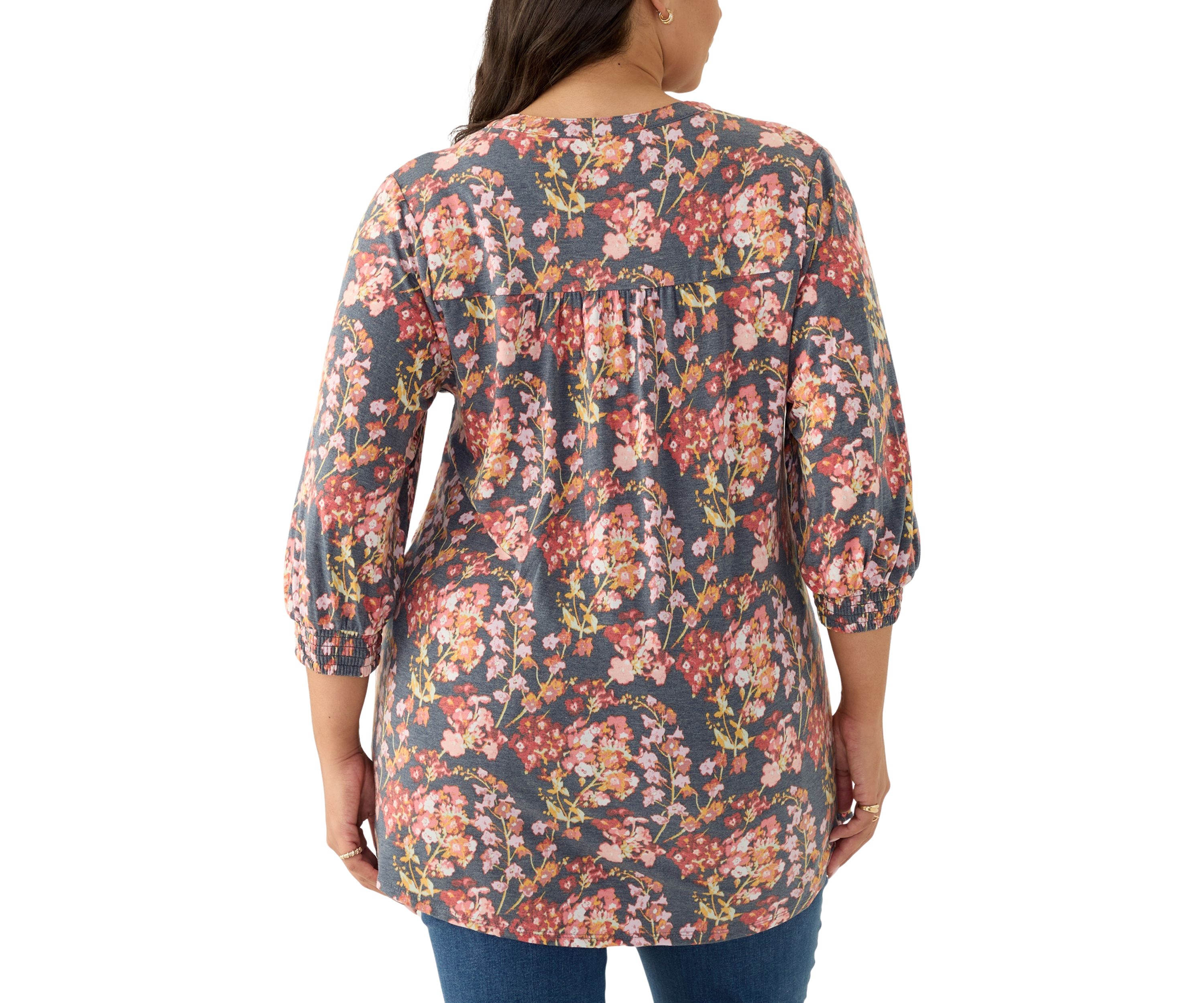 Plus Size Long Sleeve Henley Tunic 