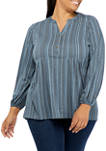 Plus Size Tunic Henley Top 							