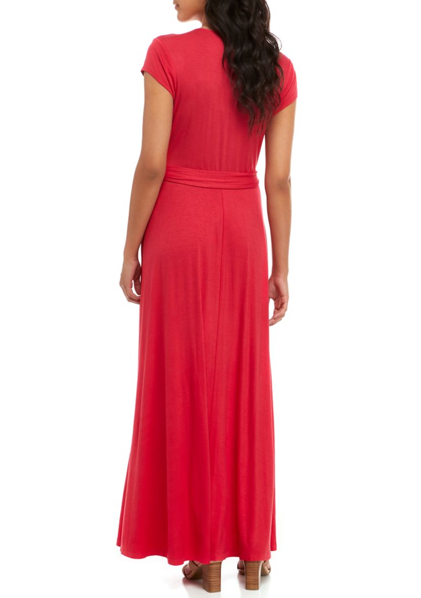 Petite Cap Sleeve Wrap Maxi Dress 