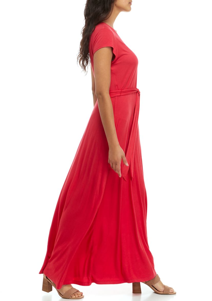 Petite Cap Sleeve Wrap Maxi Dress 
