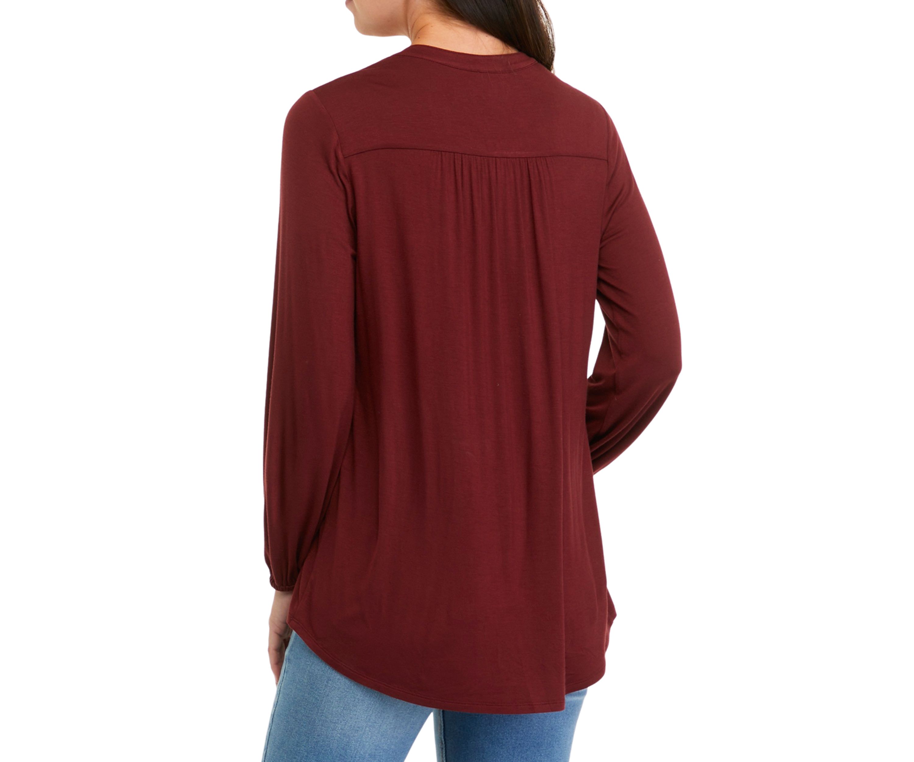 Petite Long Sleeve Tunic Henley Shirt
