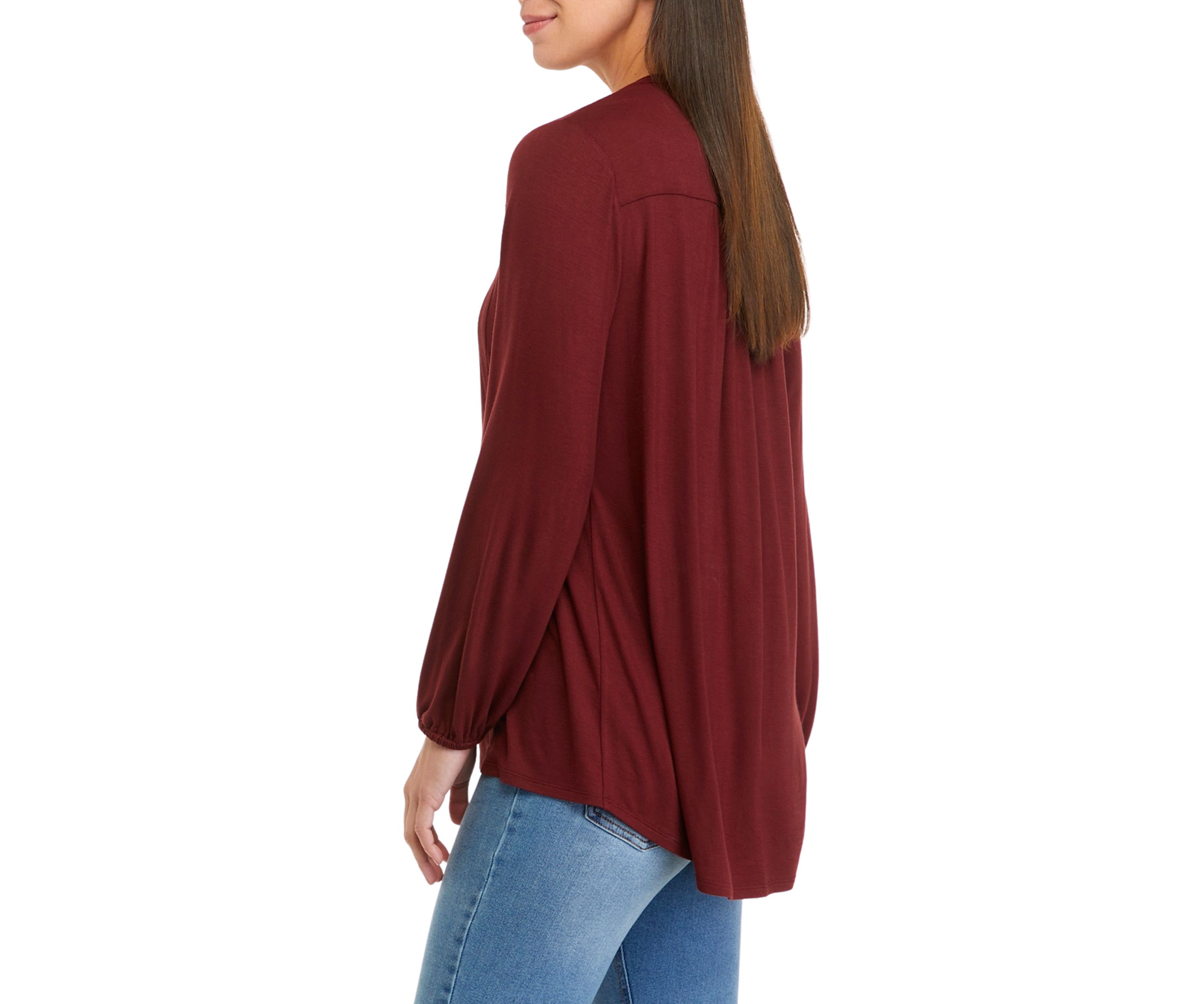 Petite Long Sleeve Tunic Henley Shirt