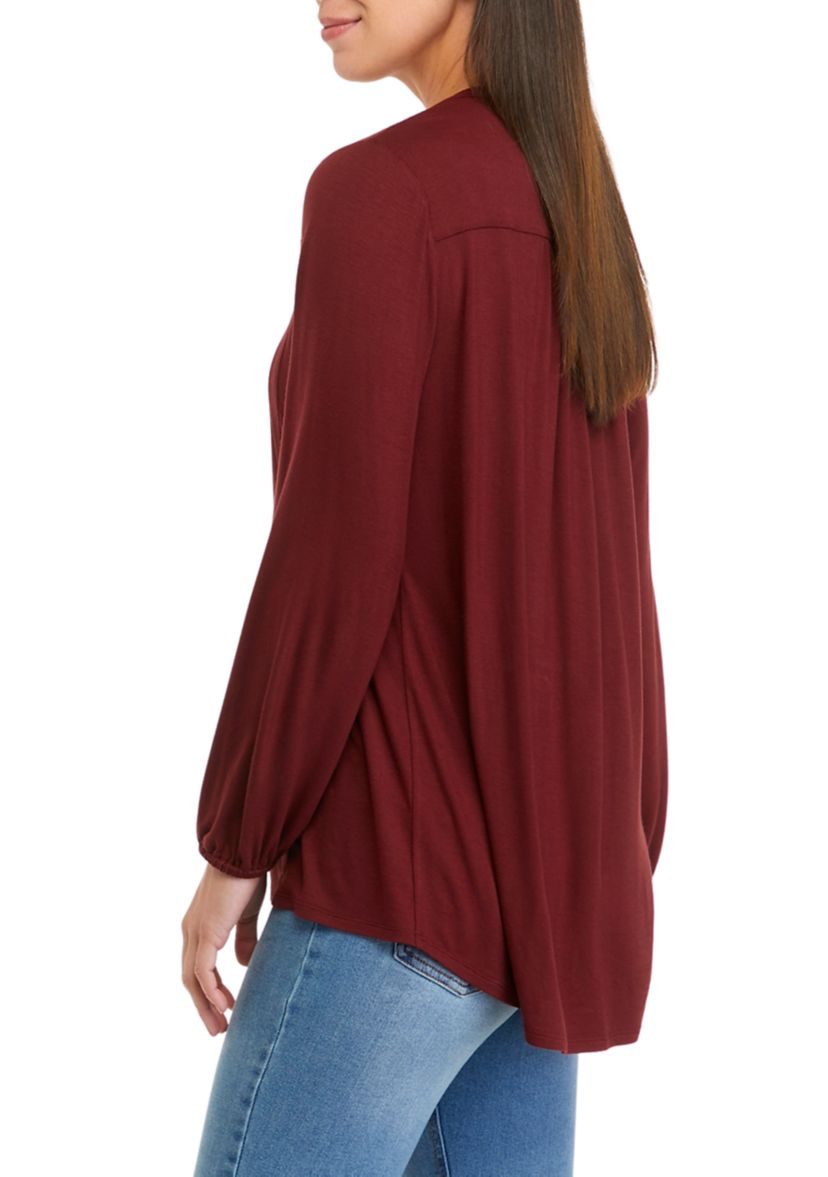 Petite Long Sleeve Tunic Henley Shirt